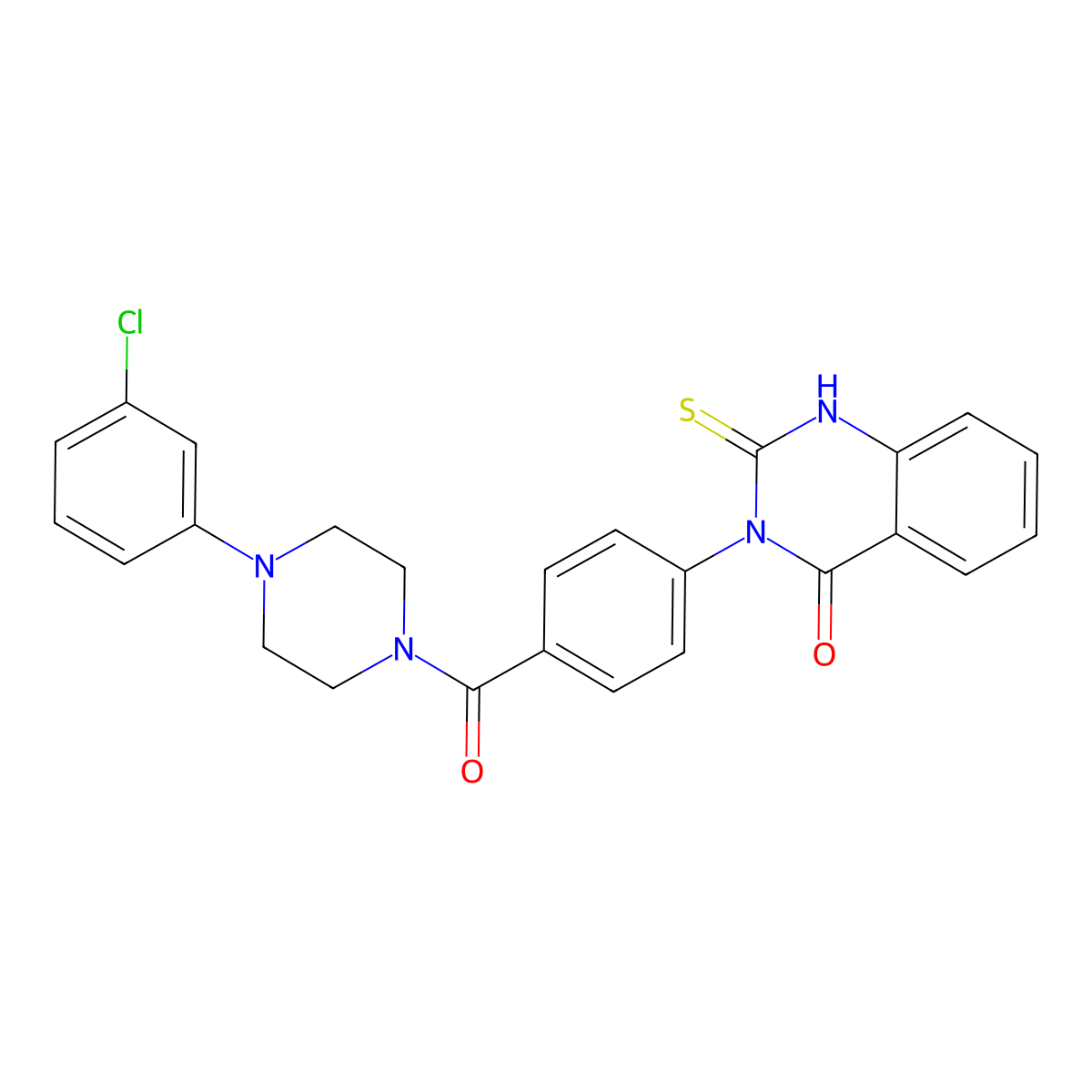 3-[4-[4-(3-chlorophenyl)piperazine-1-carbonyl]phenyl]-2-sulfanylidene-1H-quinazolin-4-one molecular structure, CAS 403728-62-1