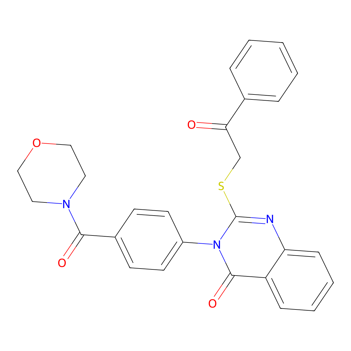 3-[4-(Morpholine-4-carbonyl)phenyl]-2-phenacylsulfanylquinazolin-4-one molecular structure, CAS 403729-25-9