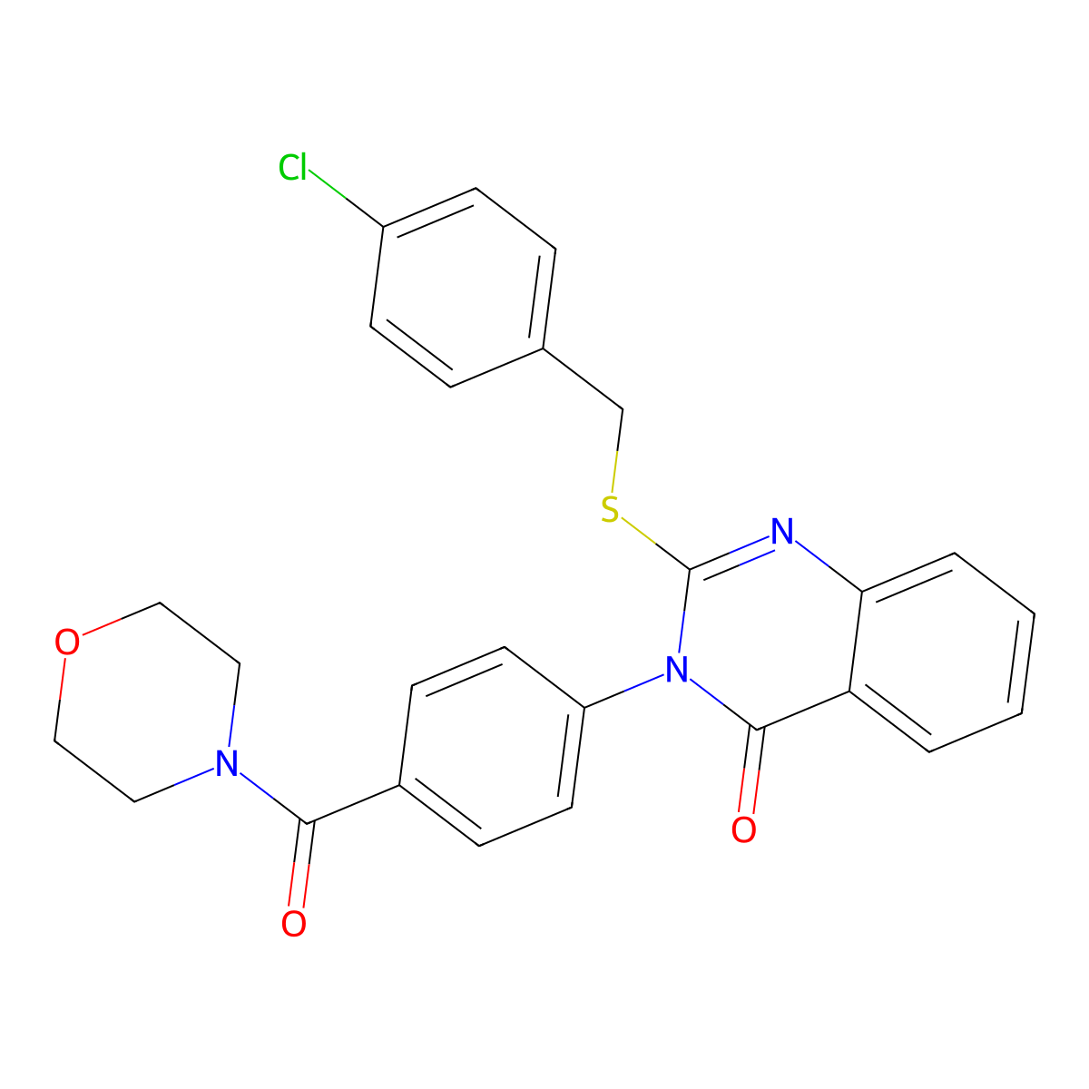 2-[(4-Chlorophenyl)methylsulfanyl]-3-[4-(morpholine-4-carbonyl)phenyl]quinazolin-4-one molecular structure, CAS 403729-30-6