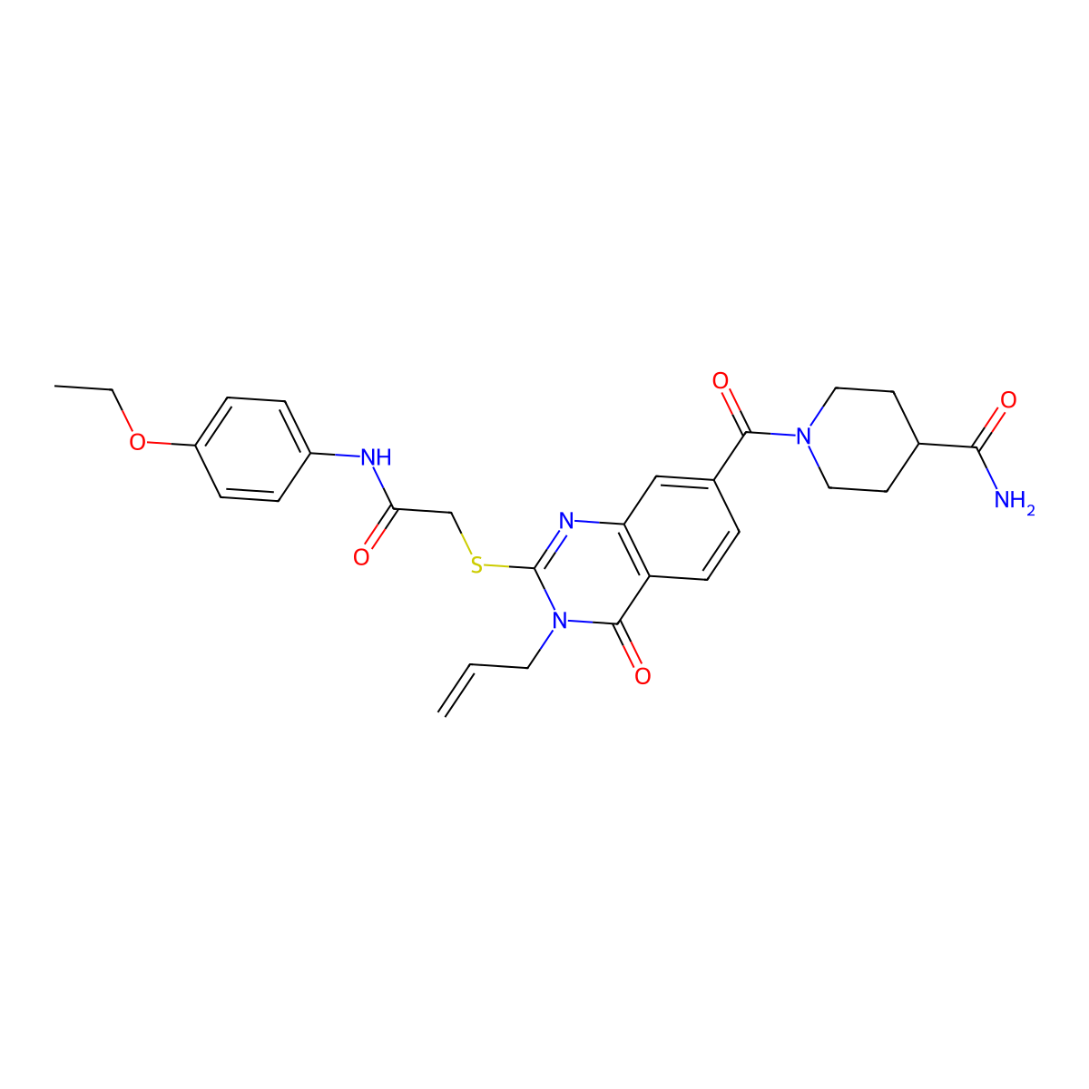1-[2-[2-(4-Ethoxyanilino)-2-oxoethyl]sulfanyl-4-oxo-3-prop-2-enylquinazoline-7-carbonyl]piperidine-4-carboxamide molecular structure, CAS 403729-58-8