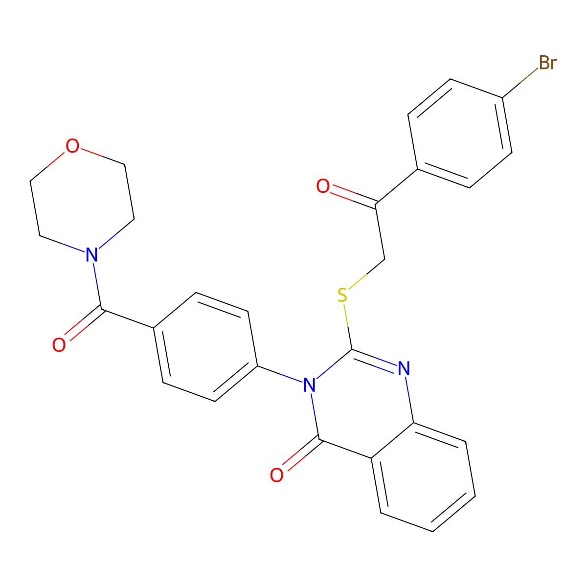 2-[2-(4-Bromophenyl)-2-oxoethyl]sulfanyl-3-[4-(morpholine-4-carbonyl)phenyl]quinazolin-4-one molecular structure, CAS 403729-62-4