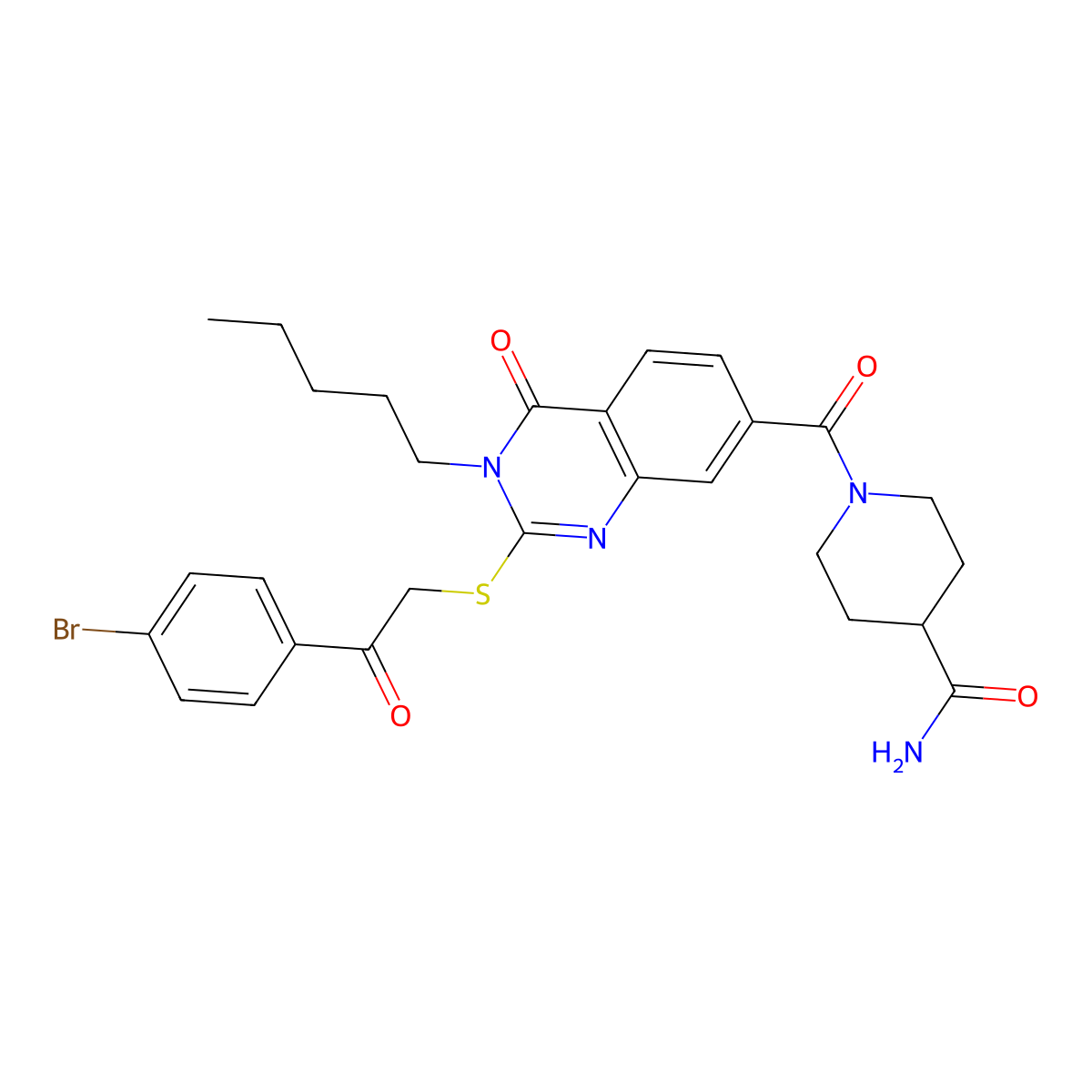 1-[2-[2-(4-Bromophenyl)-2-oxoethyl]sulfanyl-4-oxo-3-pentylquinazoline-7-carbonyl]piperidine-4-carboxamide molecular structure, CAS 403729-66-8
