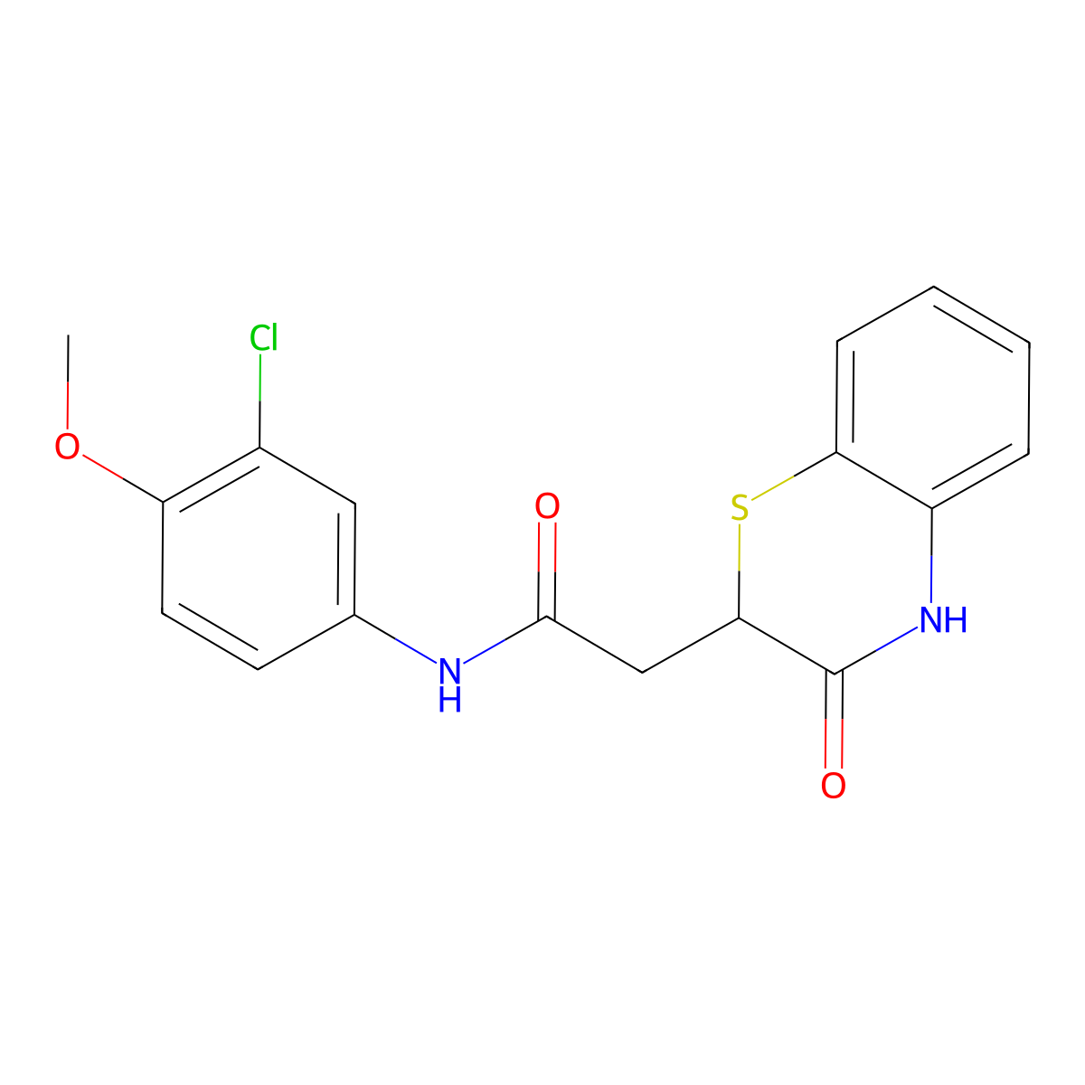 N-(3-chloro-4-methoxyphenyl)-2-(3-oxo-3,4-dihydro-2H-1,4-benzothiazin-2-yl)acetamide molecular structure, CAS 403731-83-9