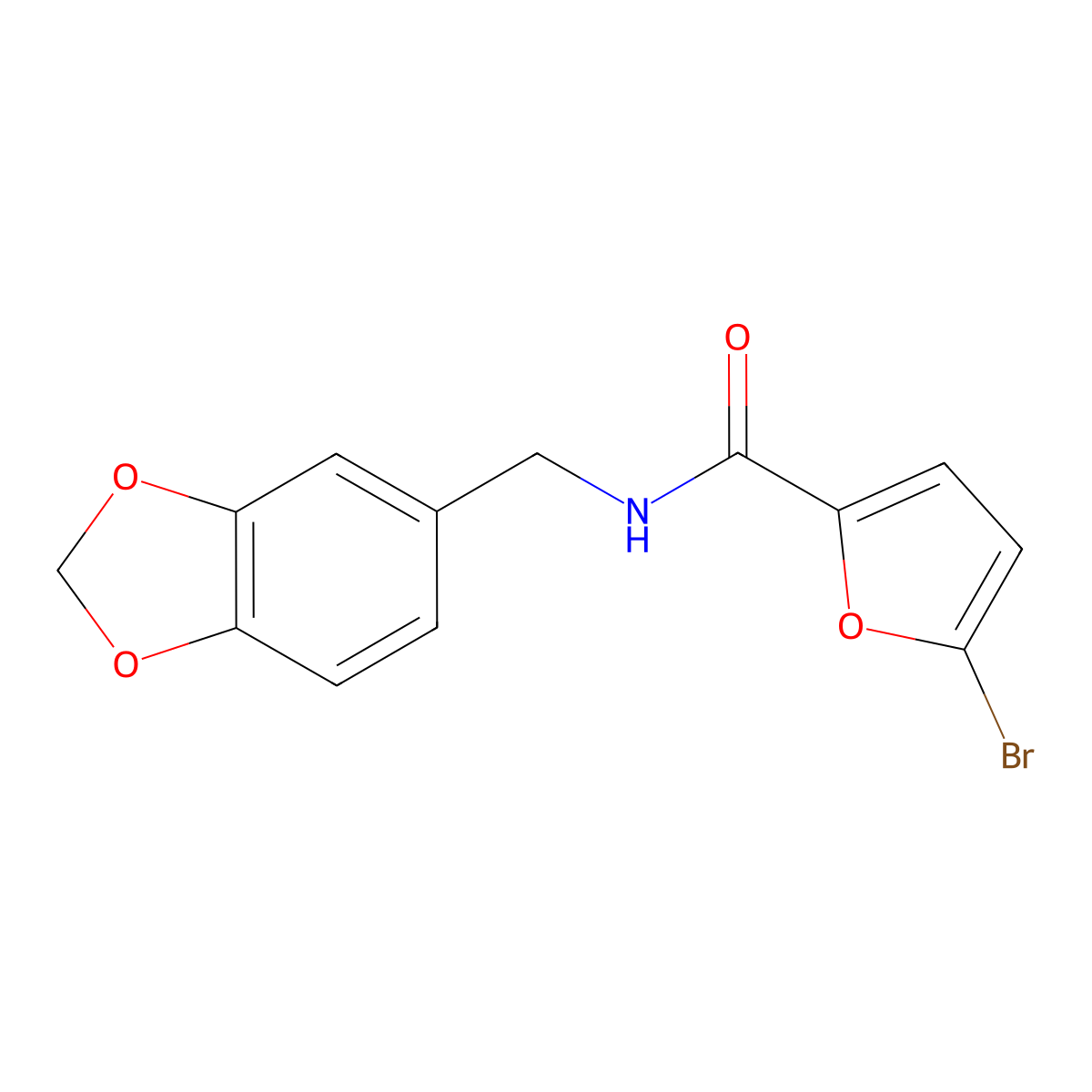 N-(1,3-benzodioxol-5-ylmethyl)-5-bromofuran-2-carboxamide molecular structure, CAS 403733-94-8