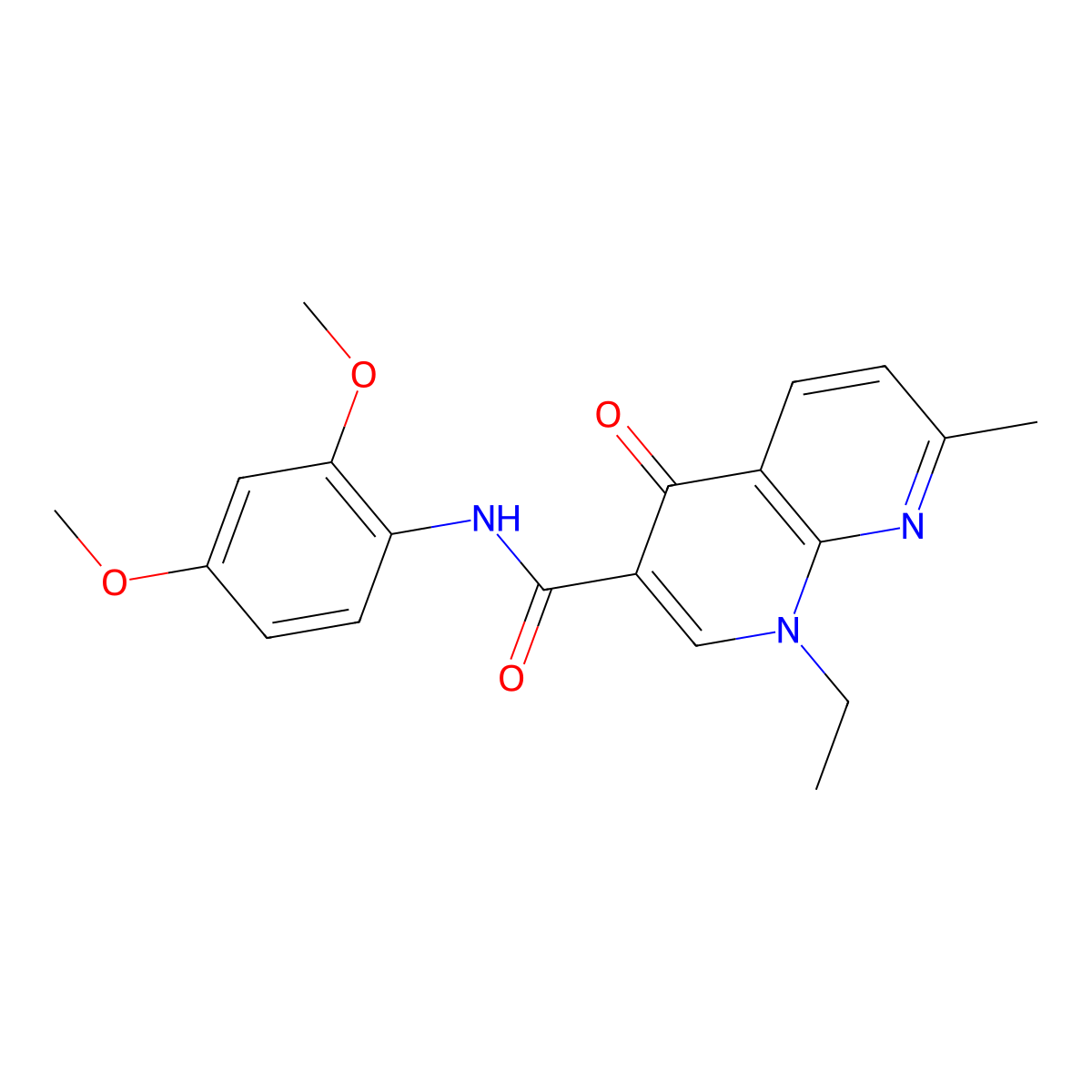 N-(2,4-dimethoxyphenyl)-1-ethyl-7-methyl-4-oxo-1,4-dihydro-1,8-naphthyridine-3-carboxamide molecular structure, CAS 403734-11-2