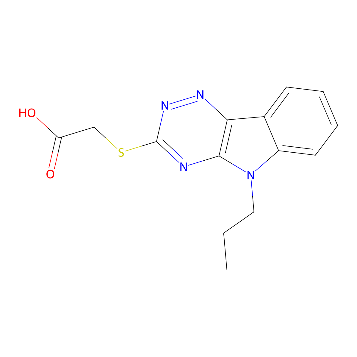 [(5-propyl-5H-[1,2,4]triazino[5,6-b]indol-3-yl)sulfanyl]acetic acid molecular structure, CAS 403735-38-6