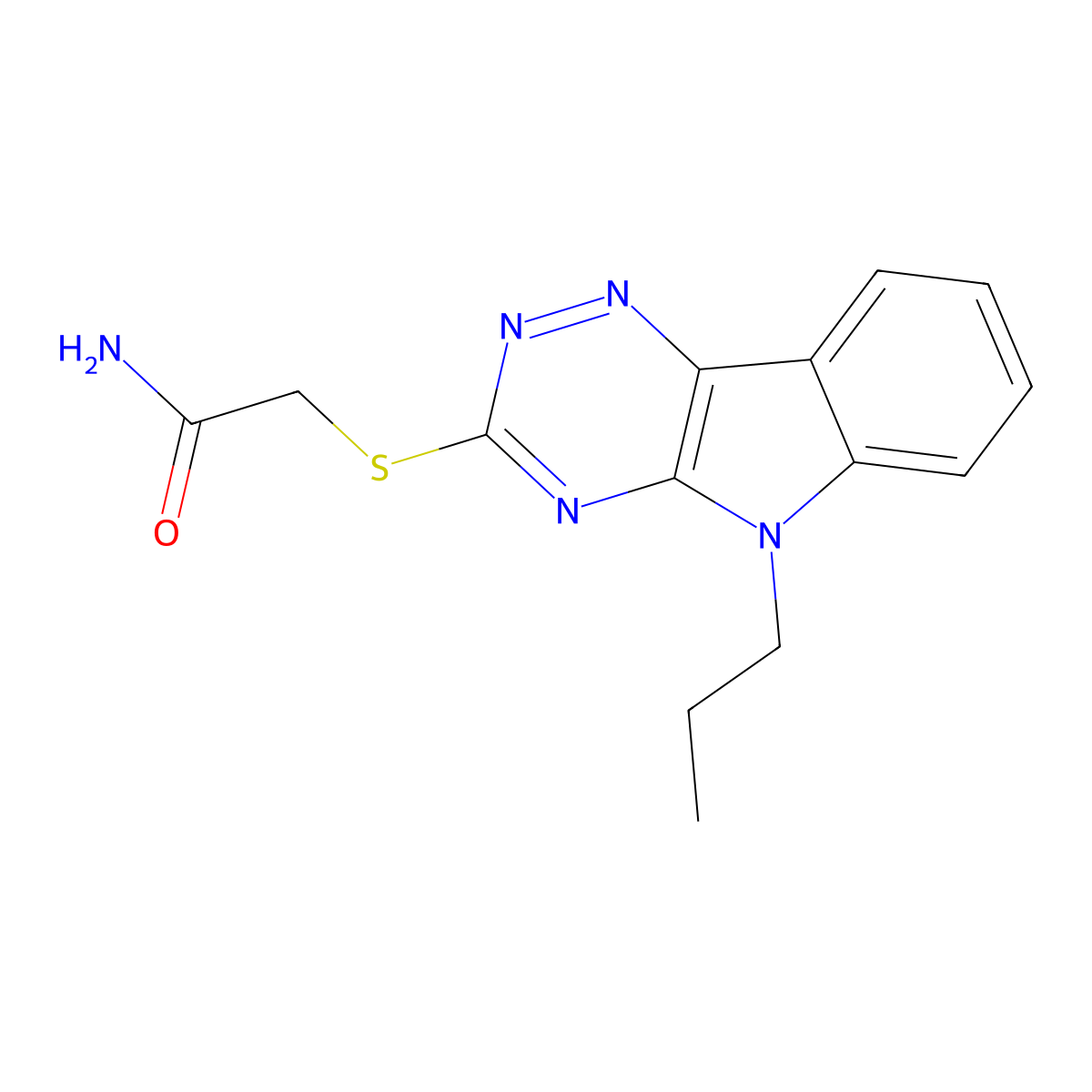 2-[(5-Propyl-[1,2,4]triazino[5,6-b]indol-3-yl)sulfanyl]acetamide molecular structure, CAS 403735-39-7