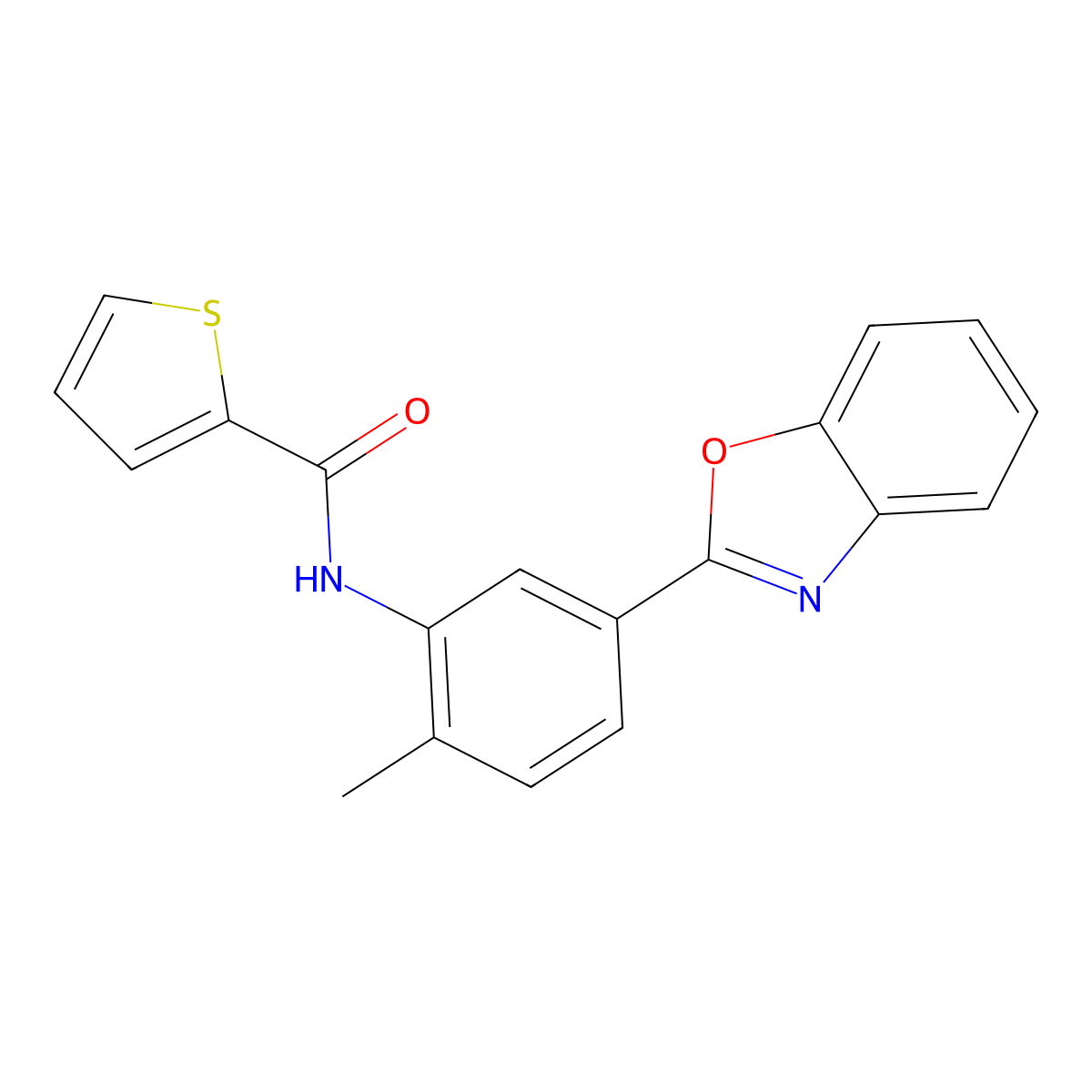 N-[5-(1,3-benzoxazol-2-yl)-2-methylphenyl]thiophene-2-carboxamide molecular structure, CAS 403735-54-6