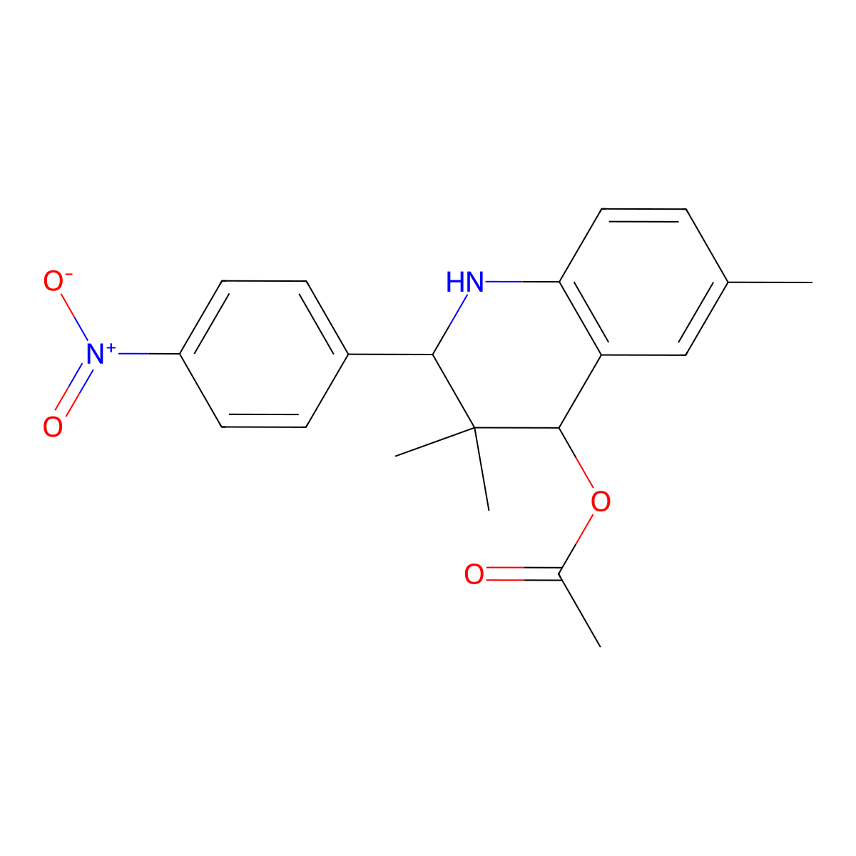 3,3,6-Trimethyl-2-(4-nitrophenyl)-4-1,2,3,4-tetrahydroquinolyl acetate molecular structure, CAS 403735-70-6