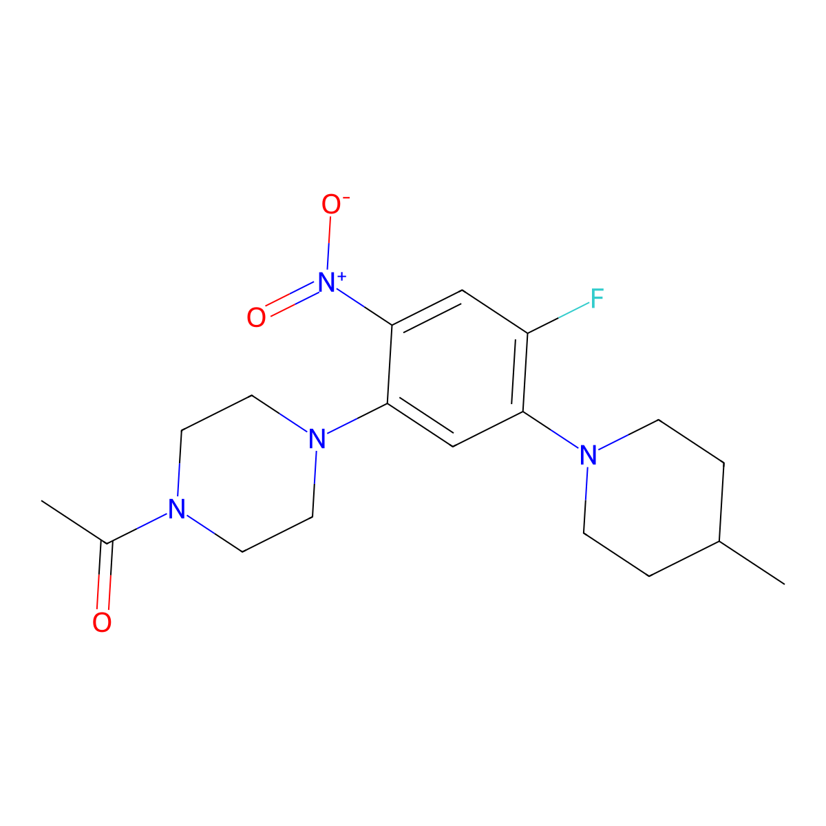 1-(4-[4-Fluoro-5-(4-methylpiperidin-1-yl)-2-nitrophenyl]piperazin-1-yl)ethan-1-one molecular structure, CAS 403735-81-9