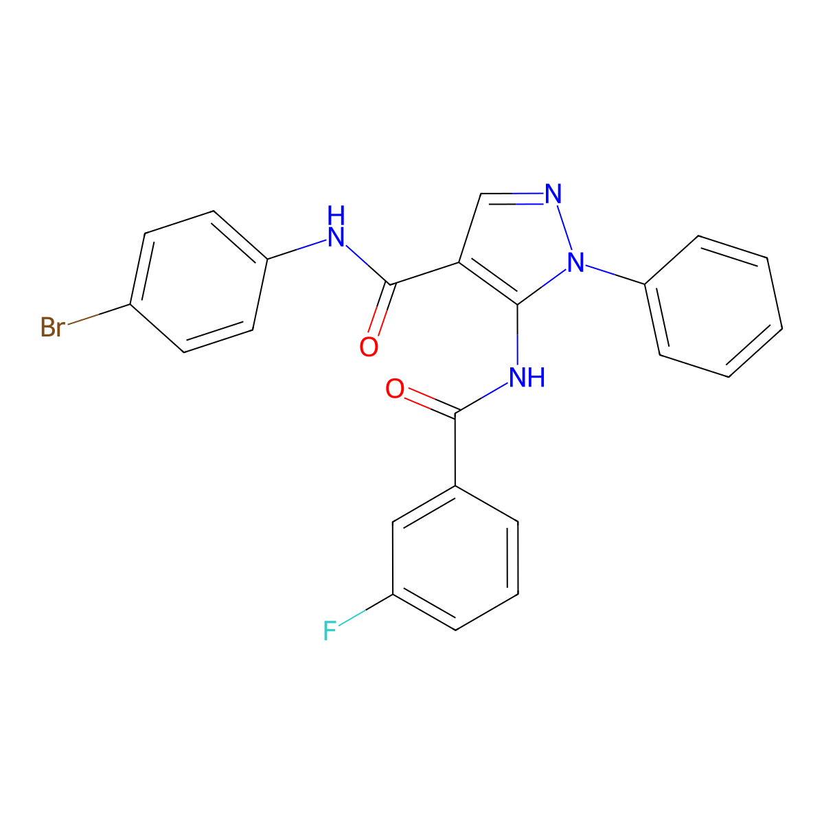 N-(4-bromophenyl)-5-[(3-fluorobenzoyl)amino]-1-phenyl-1H-pyrazole-4-carboxamide molecular structure, CAS 403736-06-1