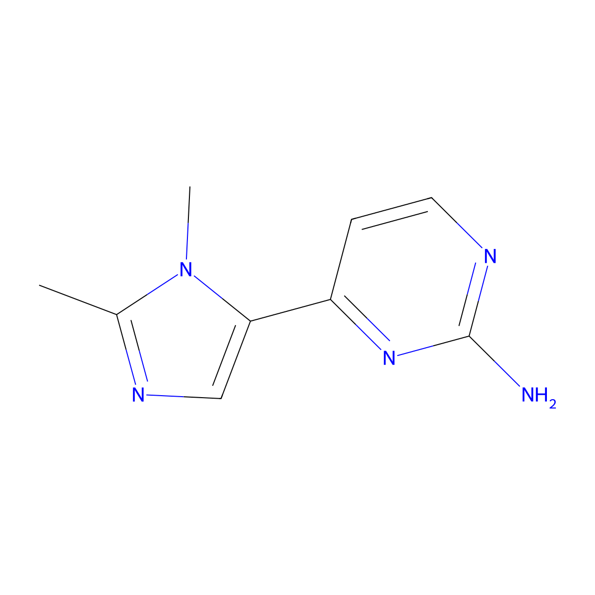 2-Amino-4-(1,2-dimethylimidazol-5-yl)pyrimidine molecular structure, CAS 403792-76-7