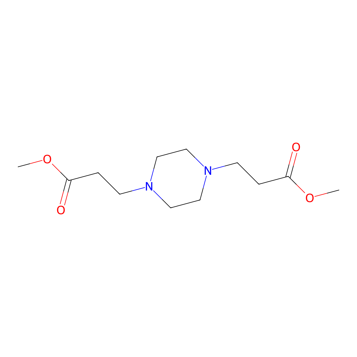 Dimethyl piperazine-1,4-dipropionate molecular structure, CAS 4038-90-8