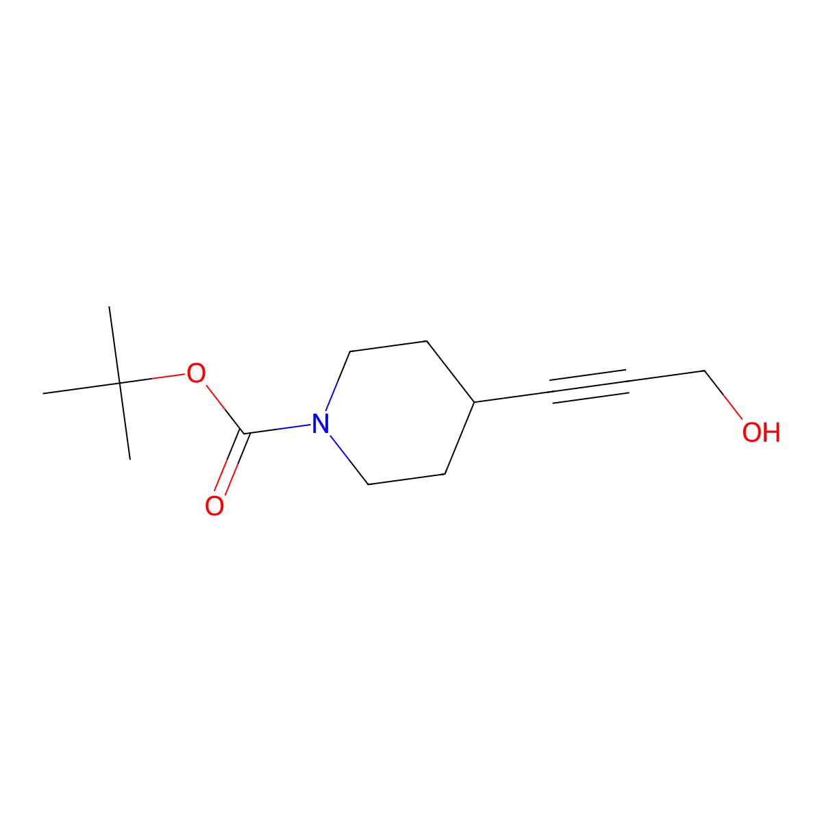 Tert-butyl 4-(3-hydroxyprop-1-yn-1-yl)piperidine-1-carboxylate molecular structure, CAS 403802-41-5