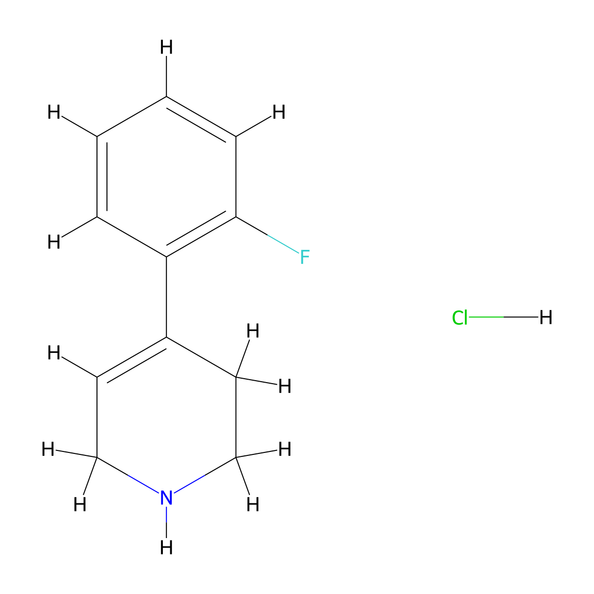 4-(2-Fluorophenyl)-1,2,3,6-tetrahydropyridine hydrochloride molecular structure, CAS 403806-36-0