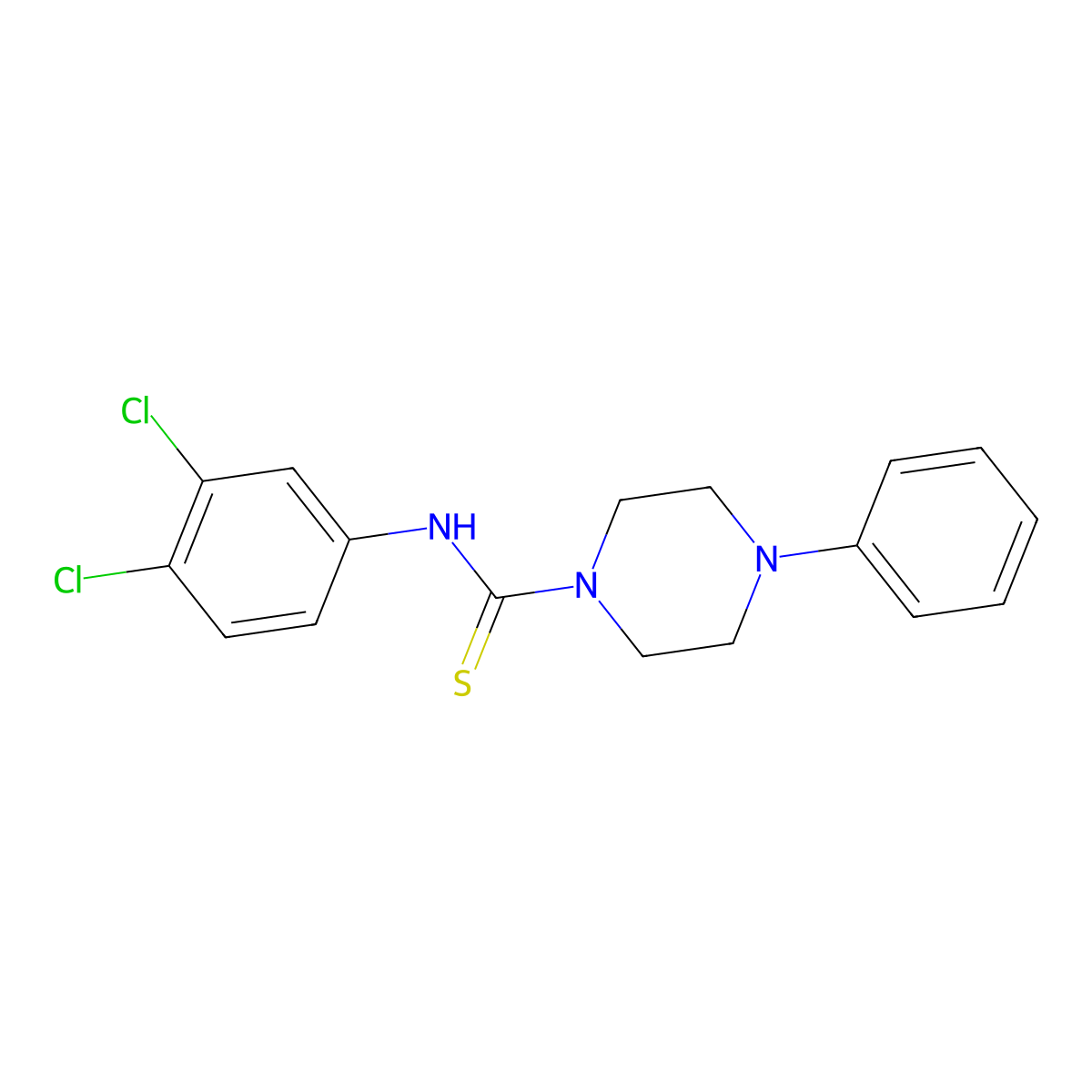N-(3,4-dichlorophenyl)-4-phenylpiperazine-1-carbothioamide molecular structure, CAS 403814-24-4
