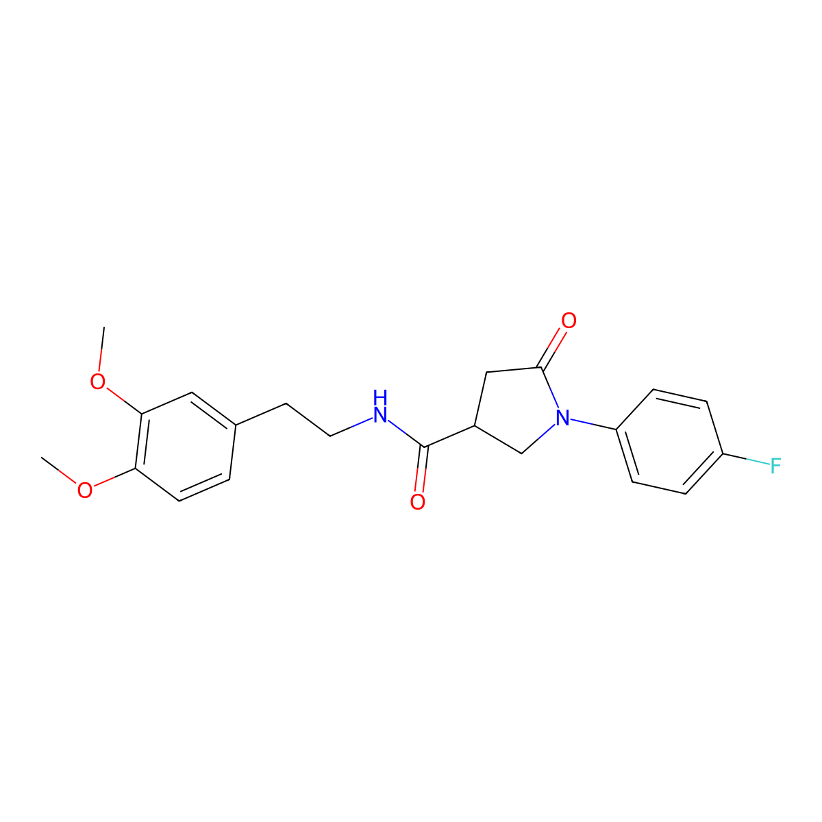 N-[2-(3,4-dimethoxyphenyl)ethyl]-1-(4-fluorophenyl)-5-oxopyrrolidine-3-carboxamide molecular structure, CAS 403815-81-6
