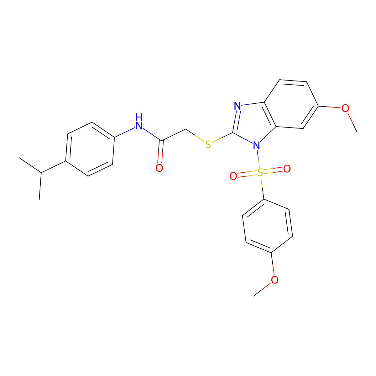N-(4-isopropylphenyl)-2-((6-methoxy-1-((4-methoxyphenyl)sulfonyl)-1H-benzo[d]imidazol-2-yl)thio)acetamide molecular structure, CAS 403827-46-3