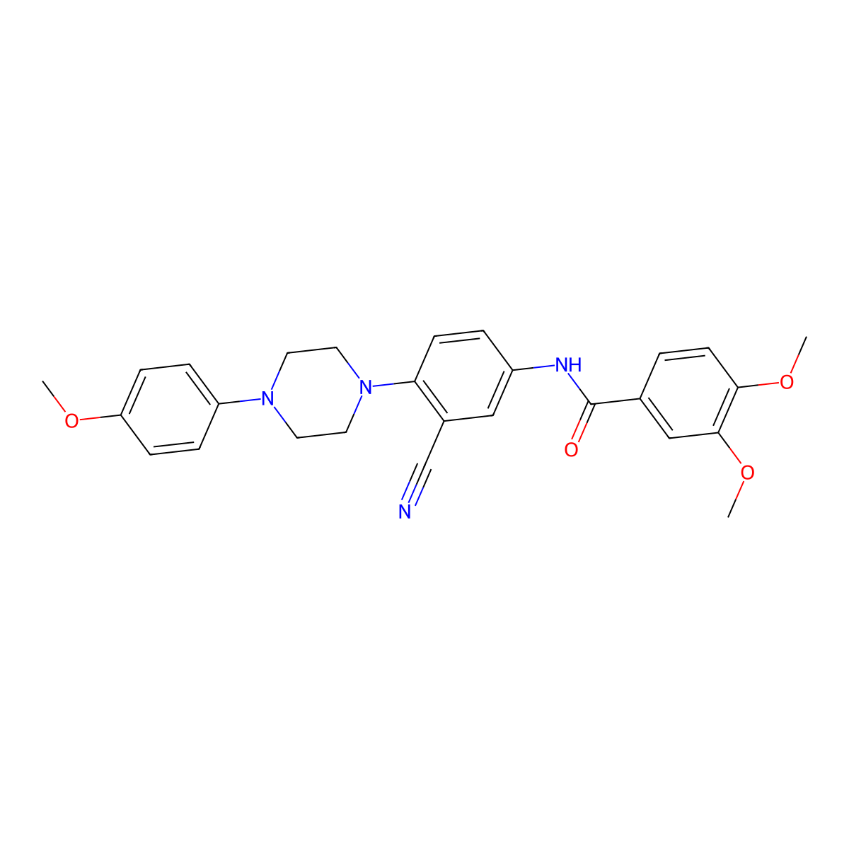 N-(3-cyano-4-(4-(4-methoxyphenyl)piperazin-1-yl)phenyl)-3,4-dimethoxybenzamide molecular structure, CAS 403829-26-5