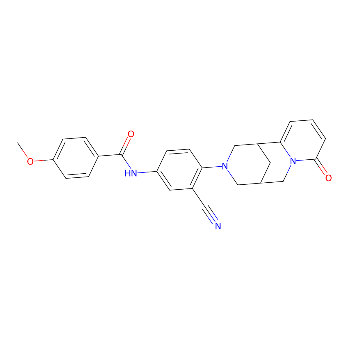 N-(3-cyano-4-(8-oxo-5,6-dihydro-1H-1,5-methanopyrido[1,2-a][1,5]diazocin-3(2H,4H,8H)-yl)phenyl)-4-methoxybenzamide molecular structure, CAS 403829-33-4
