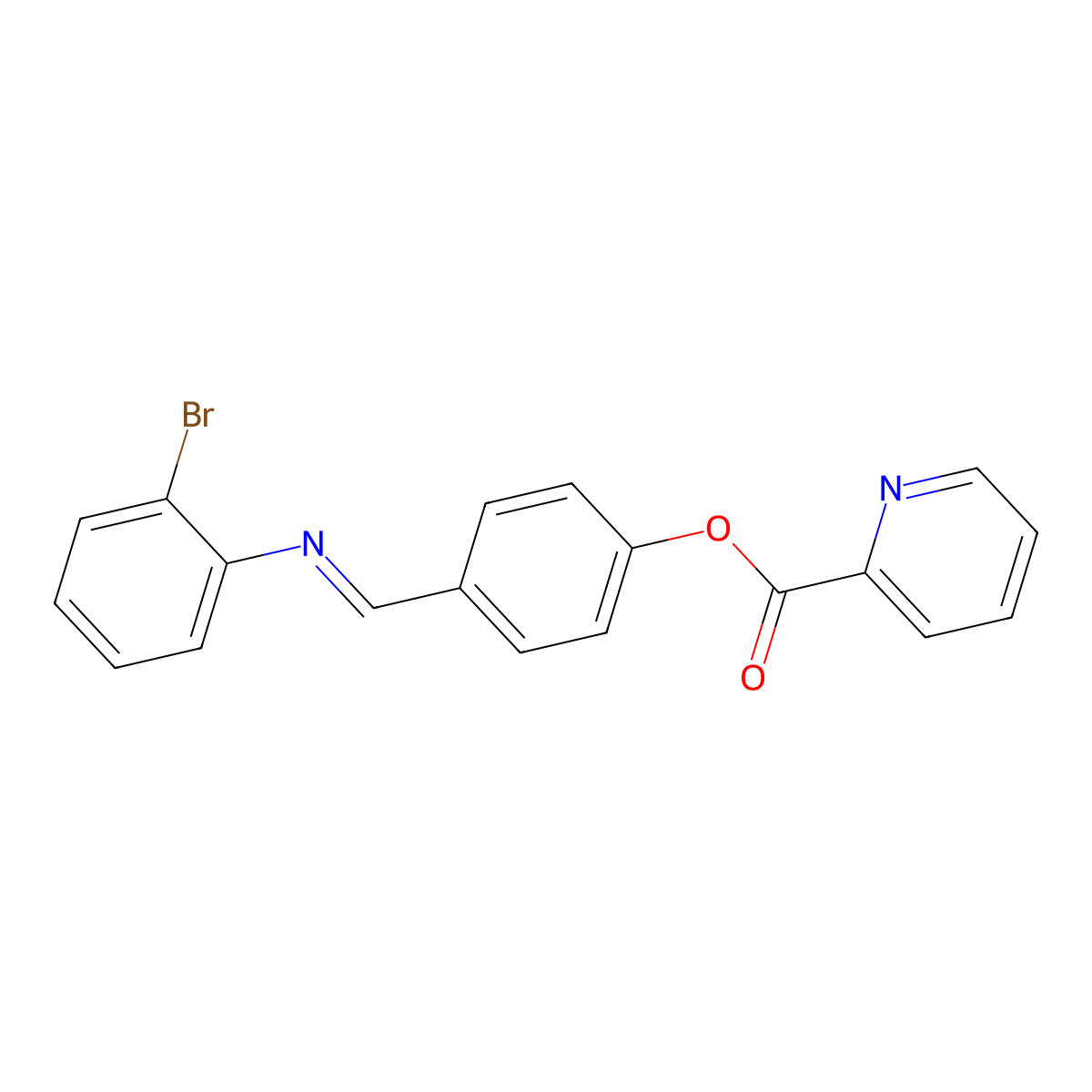 (E)-4-(((2-bromophenyl)imino)methyl)phenyl picolinate molecular structure, CAS 403830-20-6