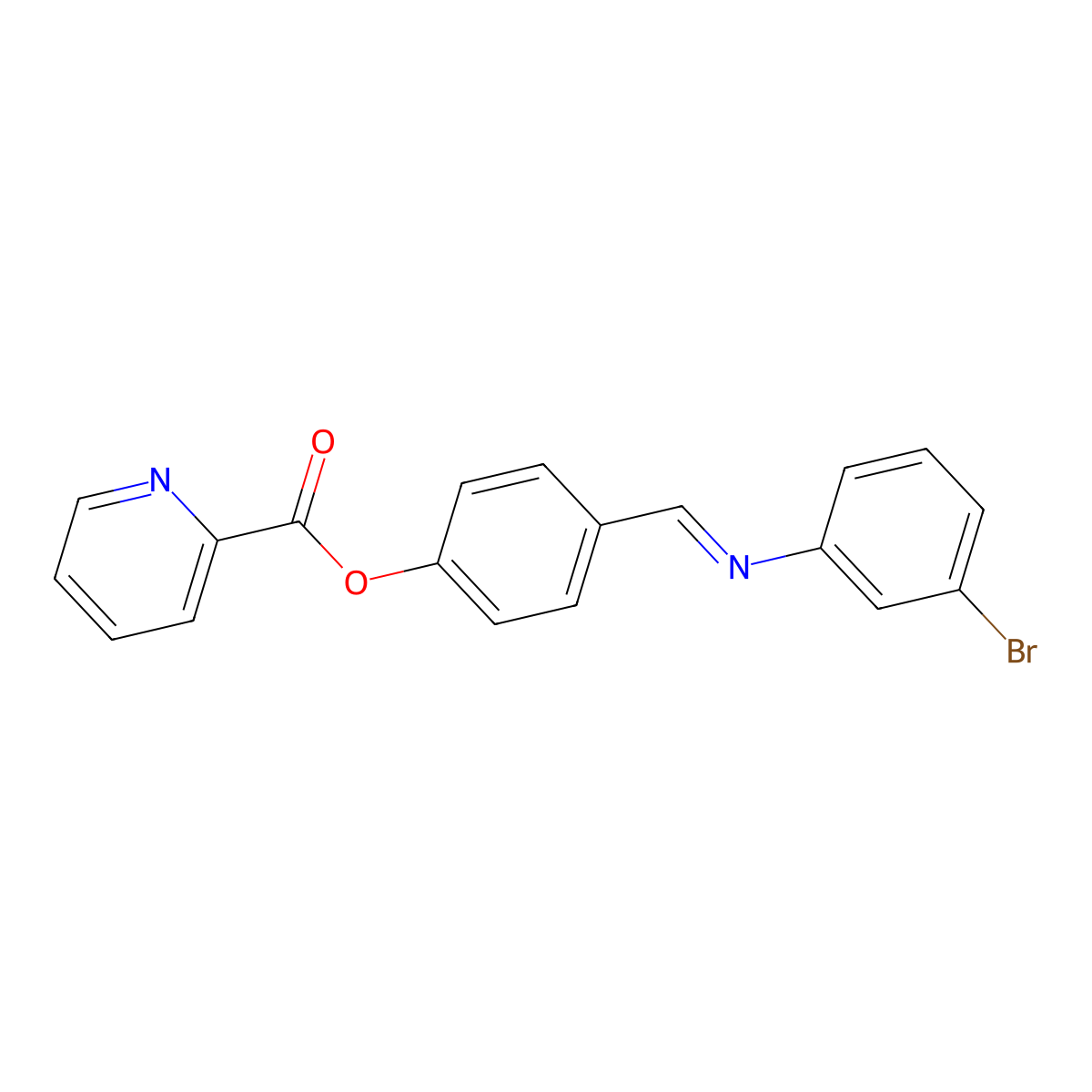(E)-4-(((3-bromophenyl)imino)methyl)phenyl picolinate molecular structure, CAS 403830-21-7