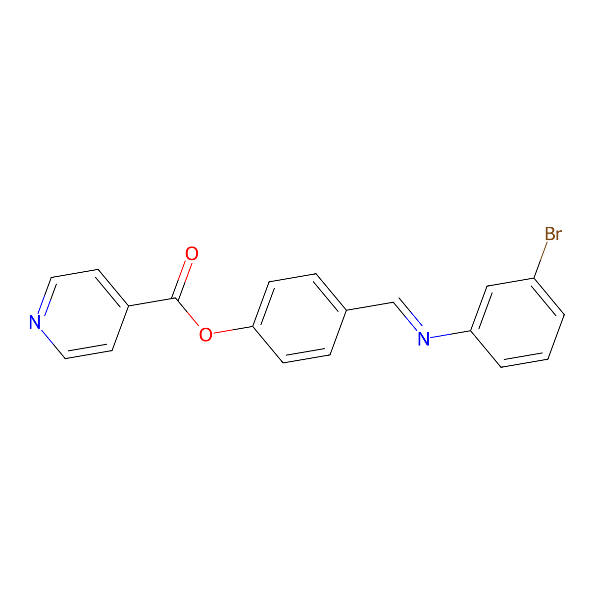 (E)-4-(((3-bromophenyl)imino)methyl)phenyl isonicotinate molecular structure, CAS 403830-22-8