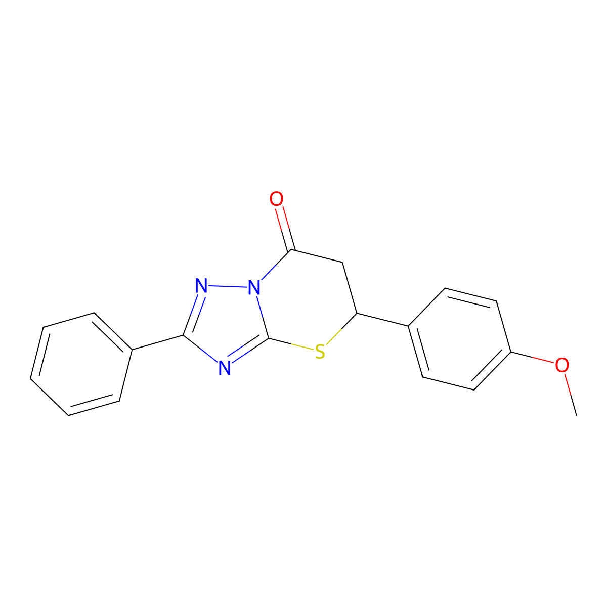 5-(4-methoxyphenyl)-2-phenyl-5,6-dihydro-7H-[1,2,4]triazolo[5,1-b][1,3]thiazin-7-one molecular structure, CAS 403830-66-0