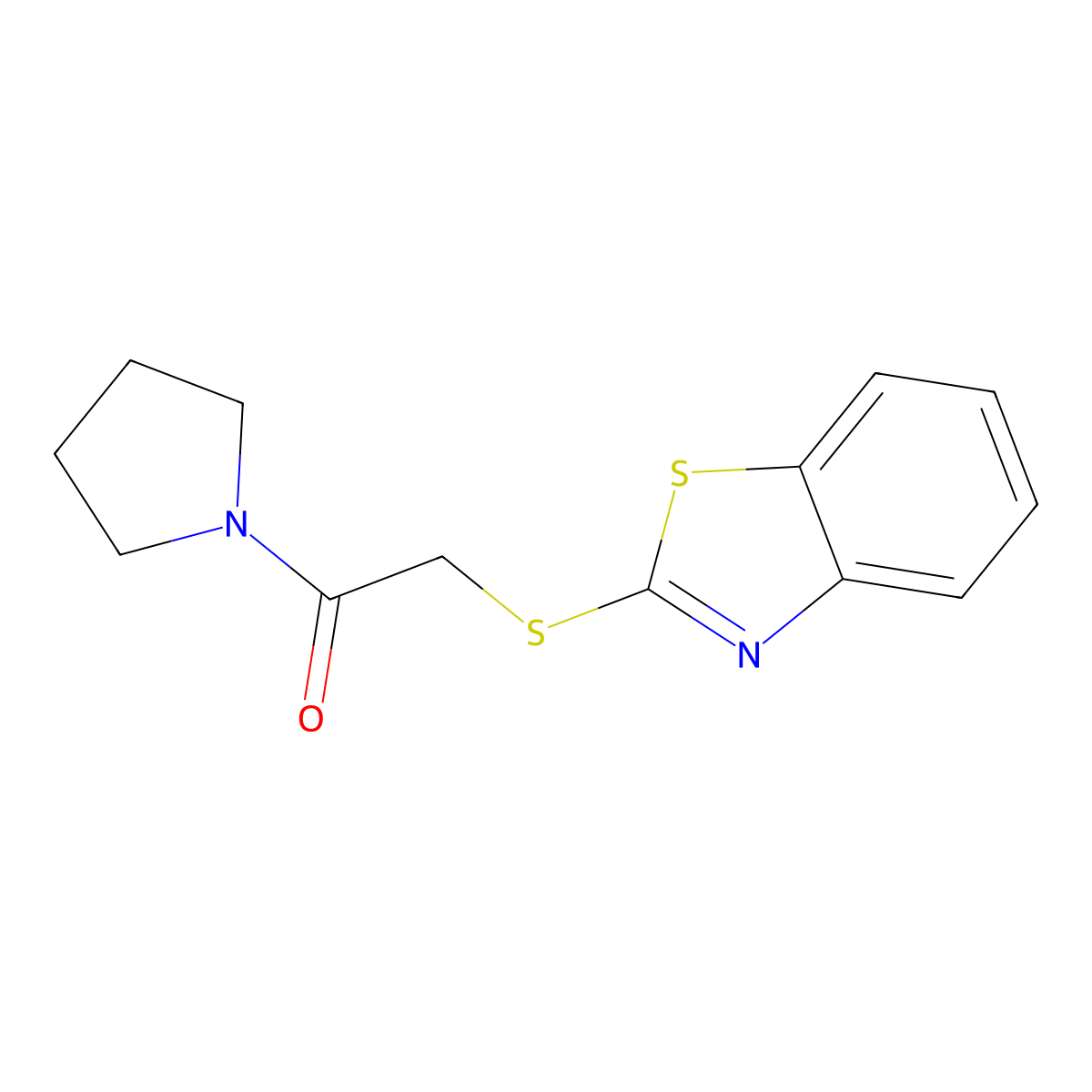 2-(1,3-Benzothiazol-2-ylsulfanyl)-1-pyrrolidin-1-ylethanone molecular structure, CAS 403833-10-3