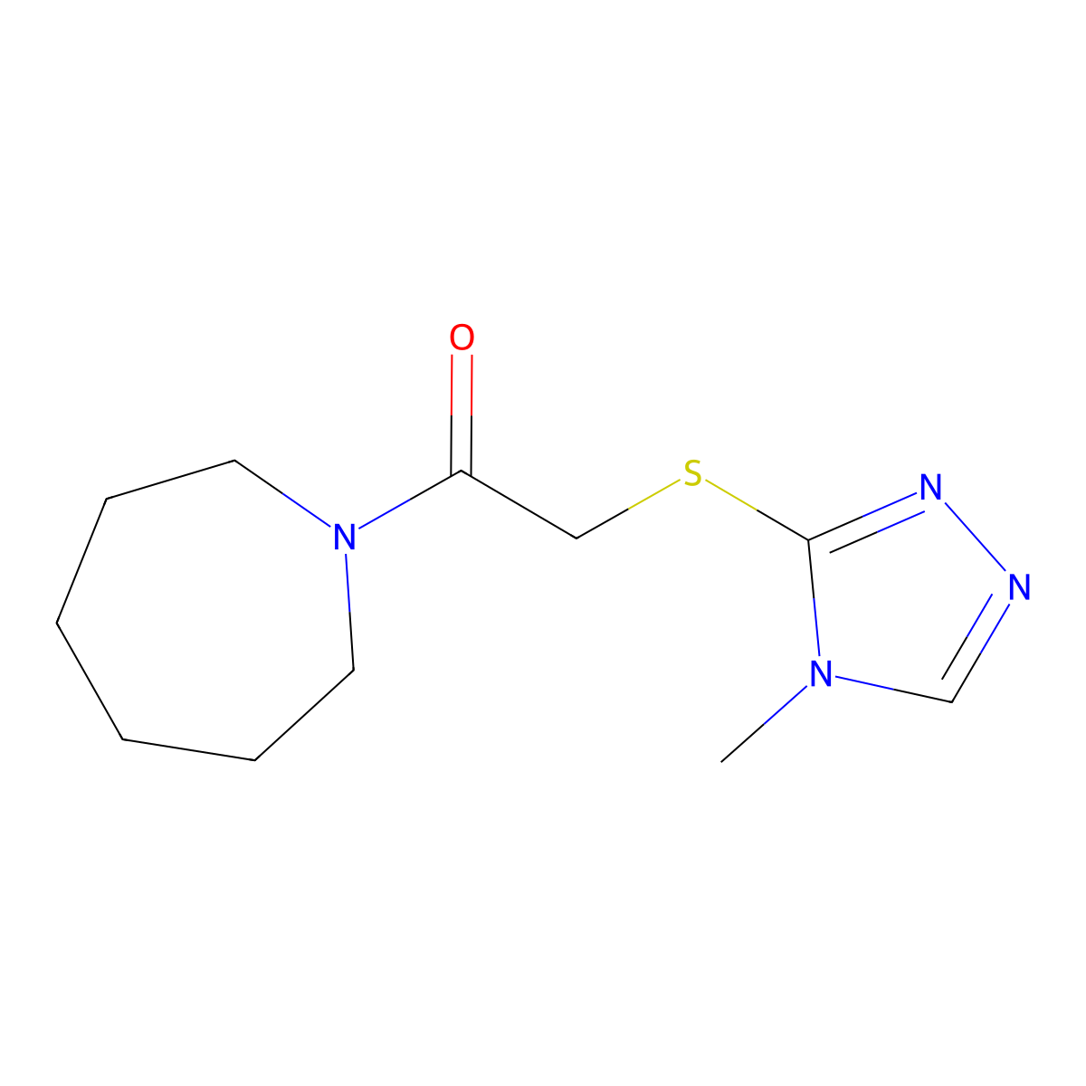1-(azepan-1-yl)-2-((4-methyl-4H-1,2,4-triazol-3-yl)thio)ethanone molecular structure, CAS 403833-44-3