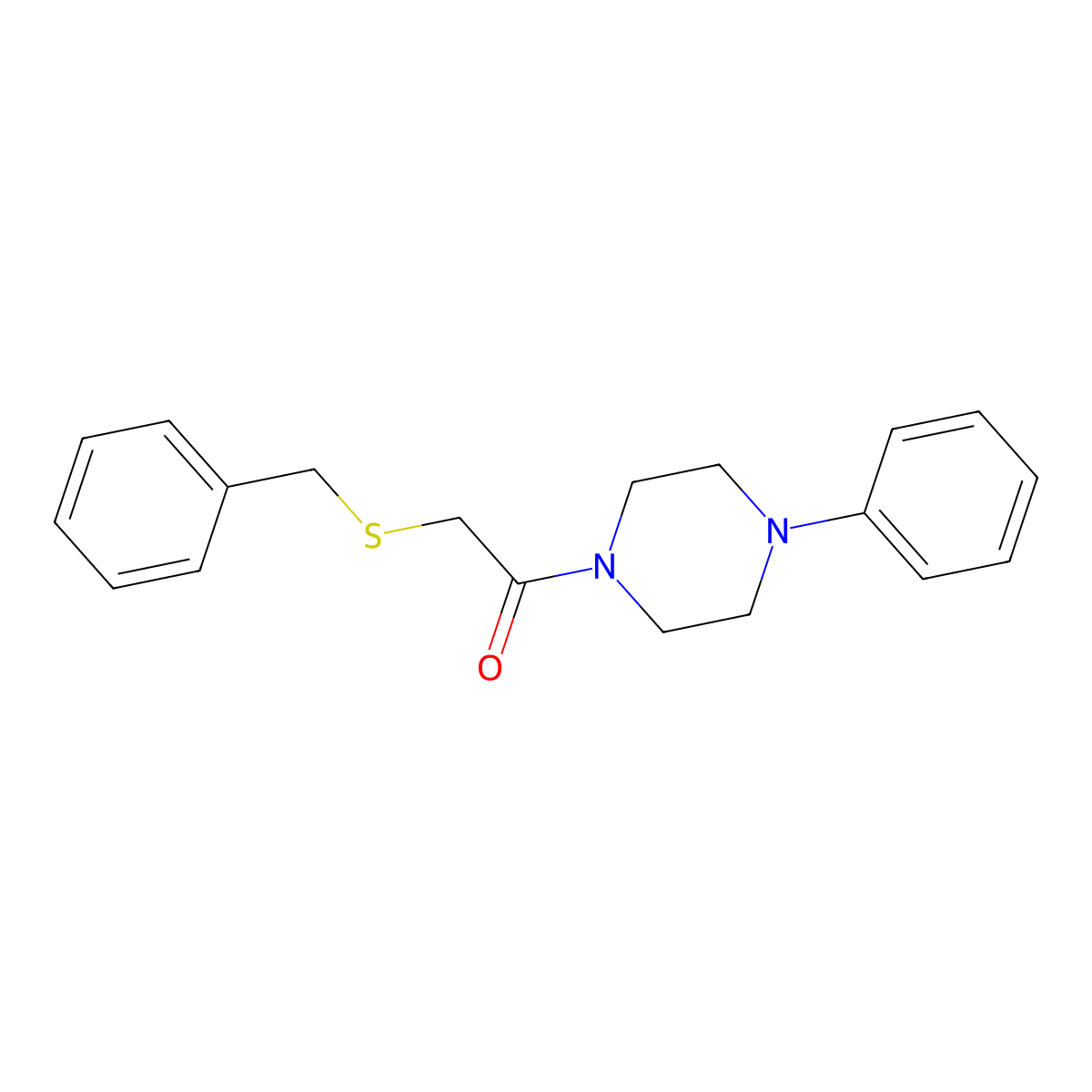 2-(Benzylthio)-1-(4-phenylpiperazin-1-yl)ethanone molecular structure, CAS 403833-51-2