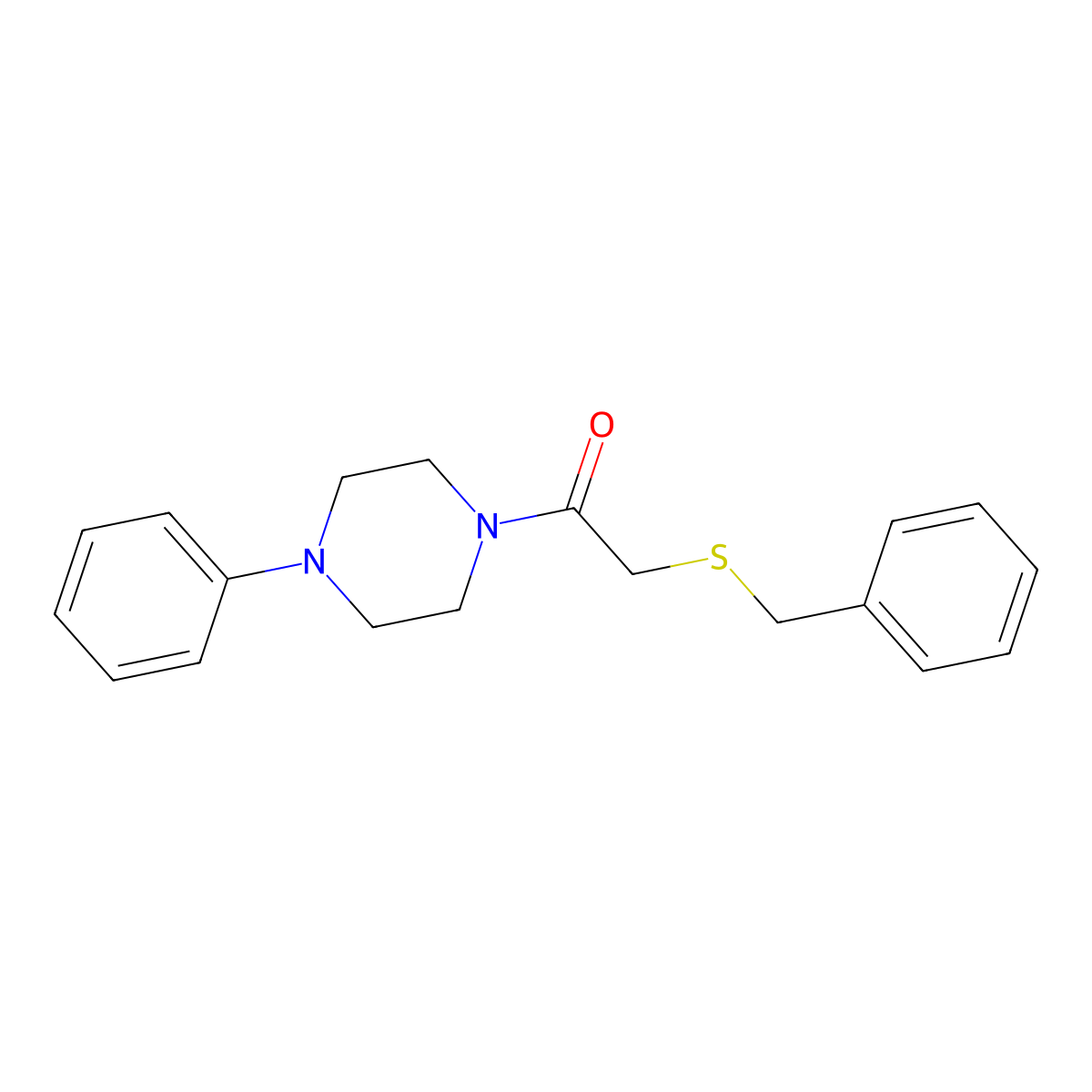 2-(Benzylthio)-1-(4-phenylpiperazin-1-yl)ethanone molecular structure, CAS 403833-51-2