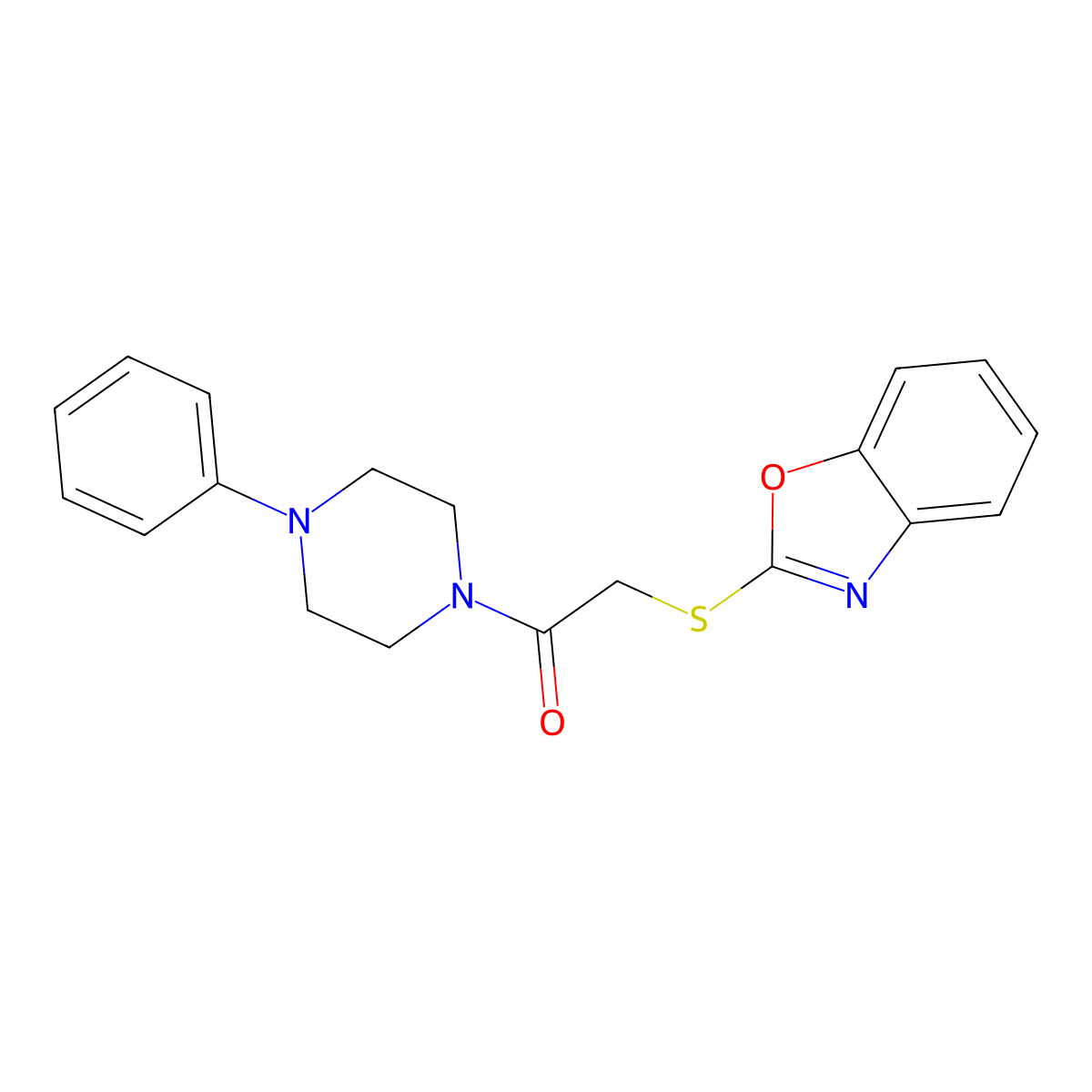 2-(1,3-Benzoxazol-2-ylsulfanyl)-1-(4-phenylpiperazin-1-yl)ethanone molecular structure, CAS 403833-64-7