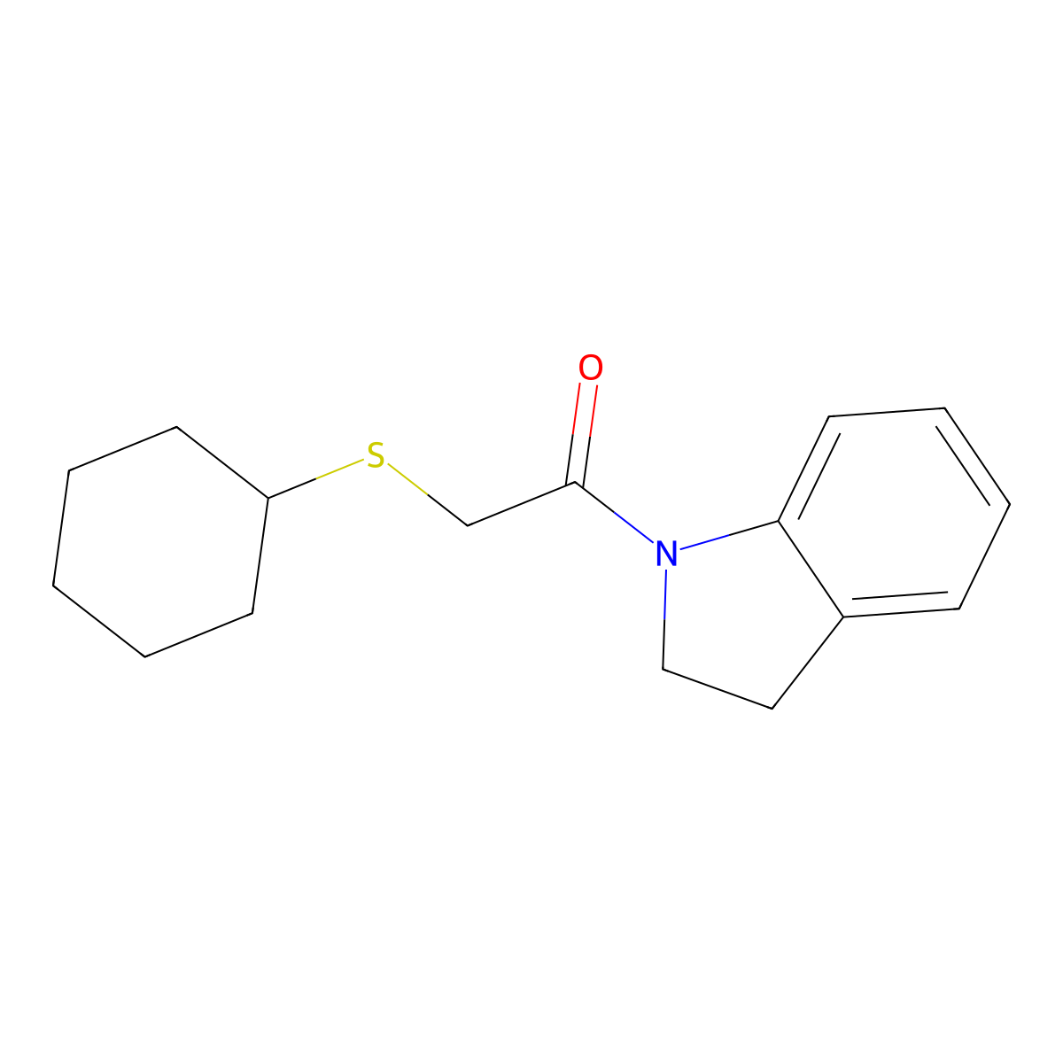 2-(Cyclohexylthio)-1-(indolin-1-yl)ethanone molecular structure, CAS 403833-96-5