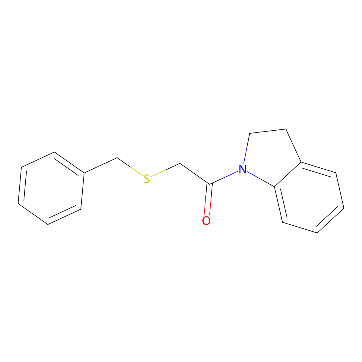 2-Benzylsulfanyl-1-(2,3-dihydroindol-1-yl)ethanone molecular structure, CAS 403833-97-6