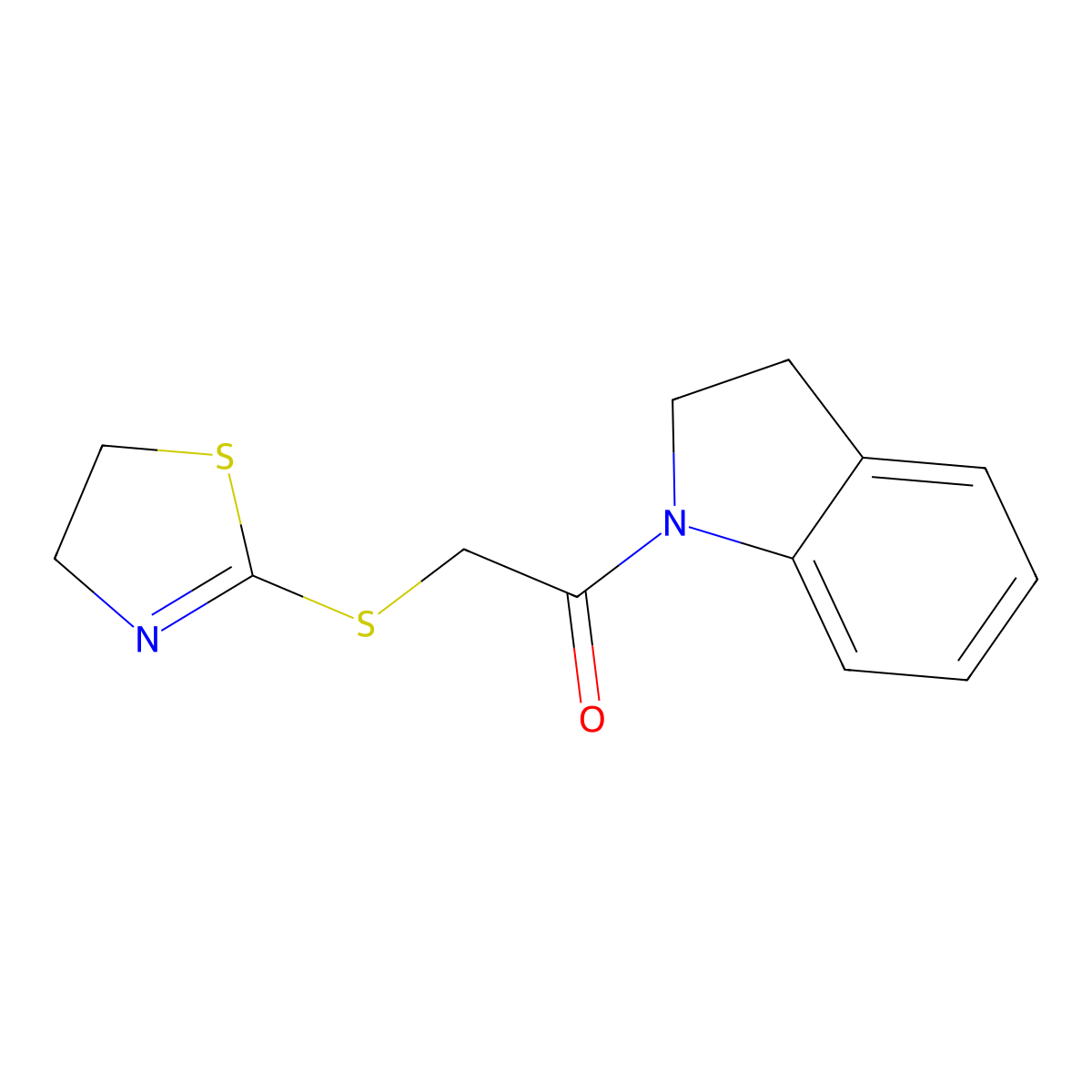 2-((4,5-Dihydrothiazol-2-yl)thio)-1-(indolin-1-yl)ethanone molecular structure, CAS 403834-04-8