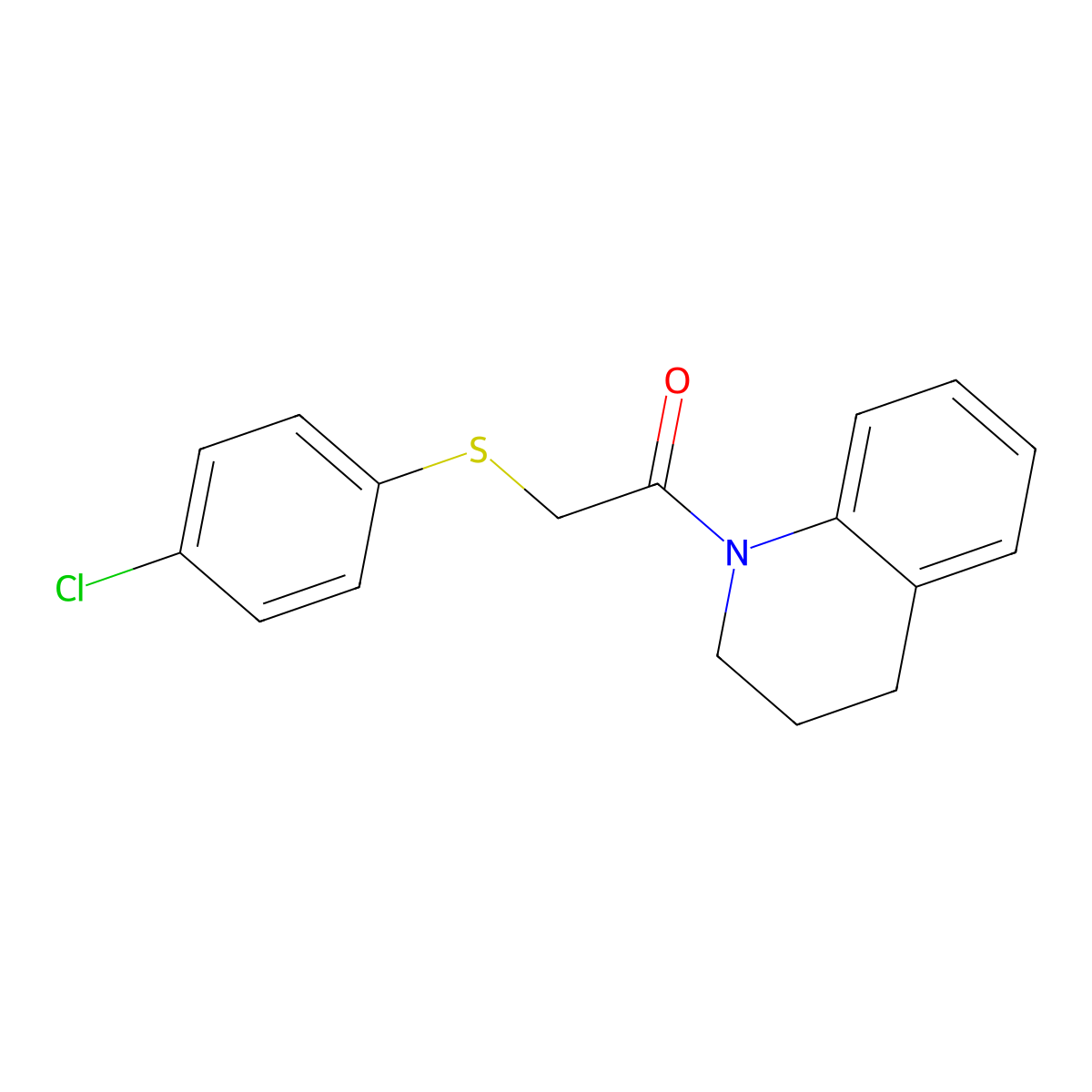 2-((4-chlorophenyl)thio)-1-(3,4-dihydroquinolin-1(2H)-yl)ethanone molecular structure, CAS 403834-08-2