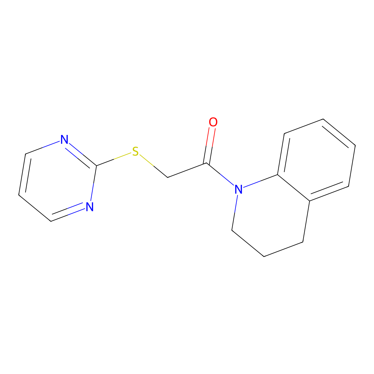 1-(3,4-dihydro-2H-quinolin-1-yl)-2-pyrimidin-2-ylsulfanylethanone molecular structure, CAS 403834-19-5