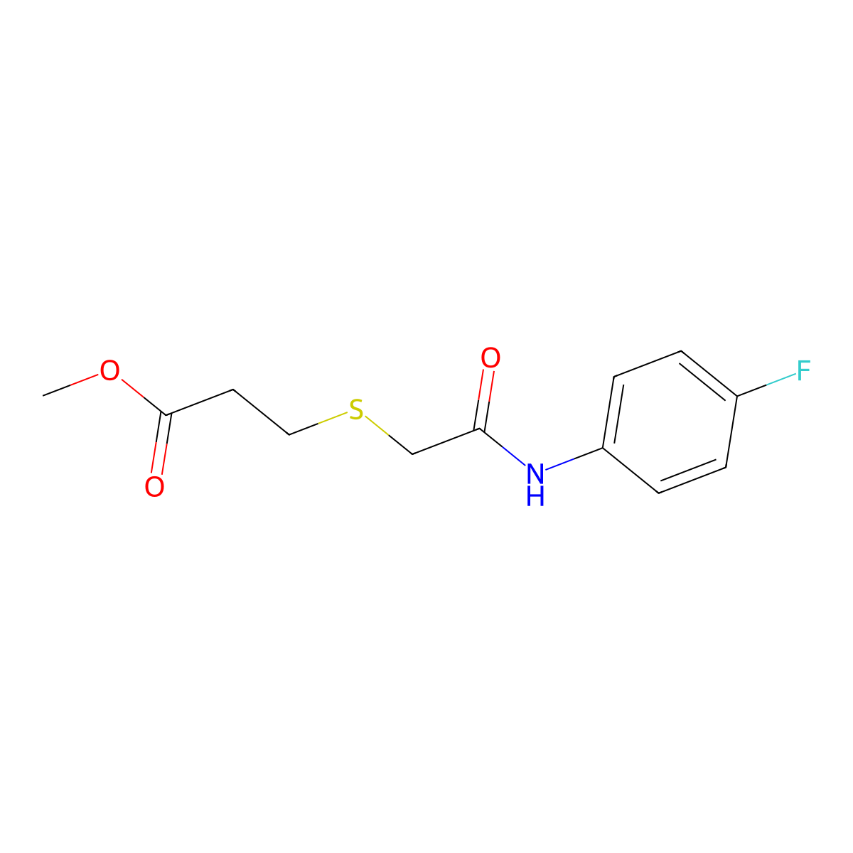 Methyl 3-[2-(4-fluoroanilino)-2-oxoethyl]sulfanylpropanoate molecular structure, CAS 403834-71-9
