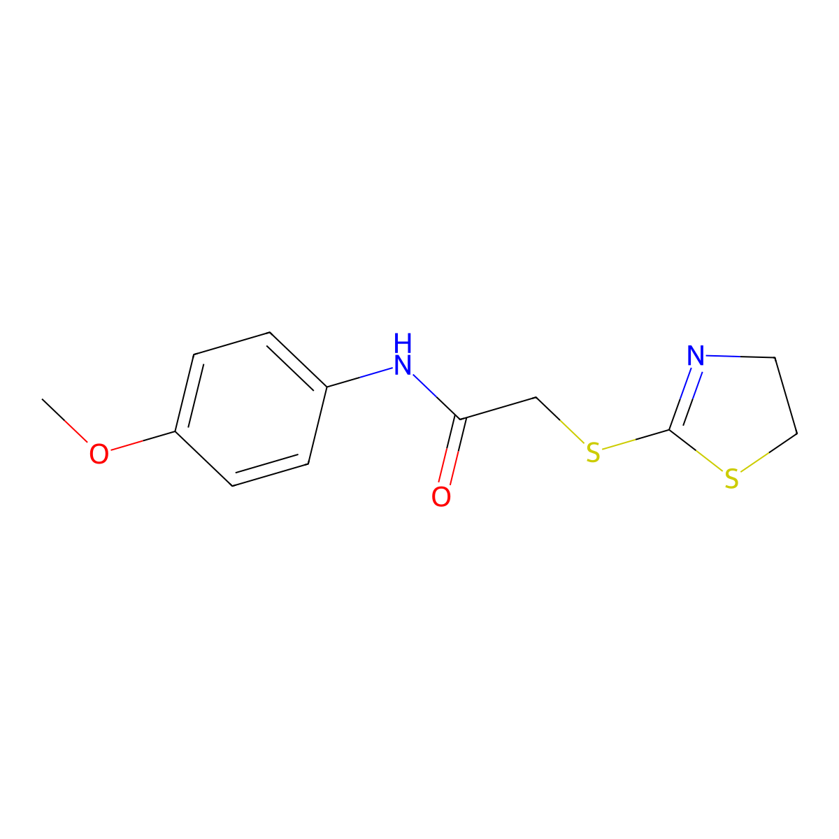 2-(4,5-dihydro-1,3-thiazol-2-ylsulfanyl)-N-(4-methoxyphenyl)acetamide molecular structure, CAS 403834-83-3