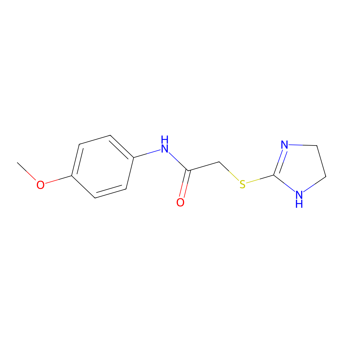 2-(4,5-dihydro-1H-imidazol-2-ylsulfanyl)-N-(4-methoxyphenyl)acetamide molecular structure, CAS 403834-84-4