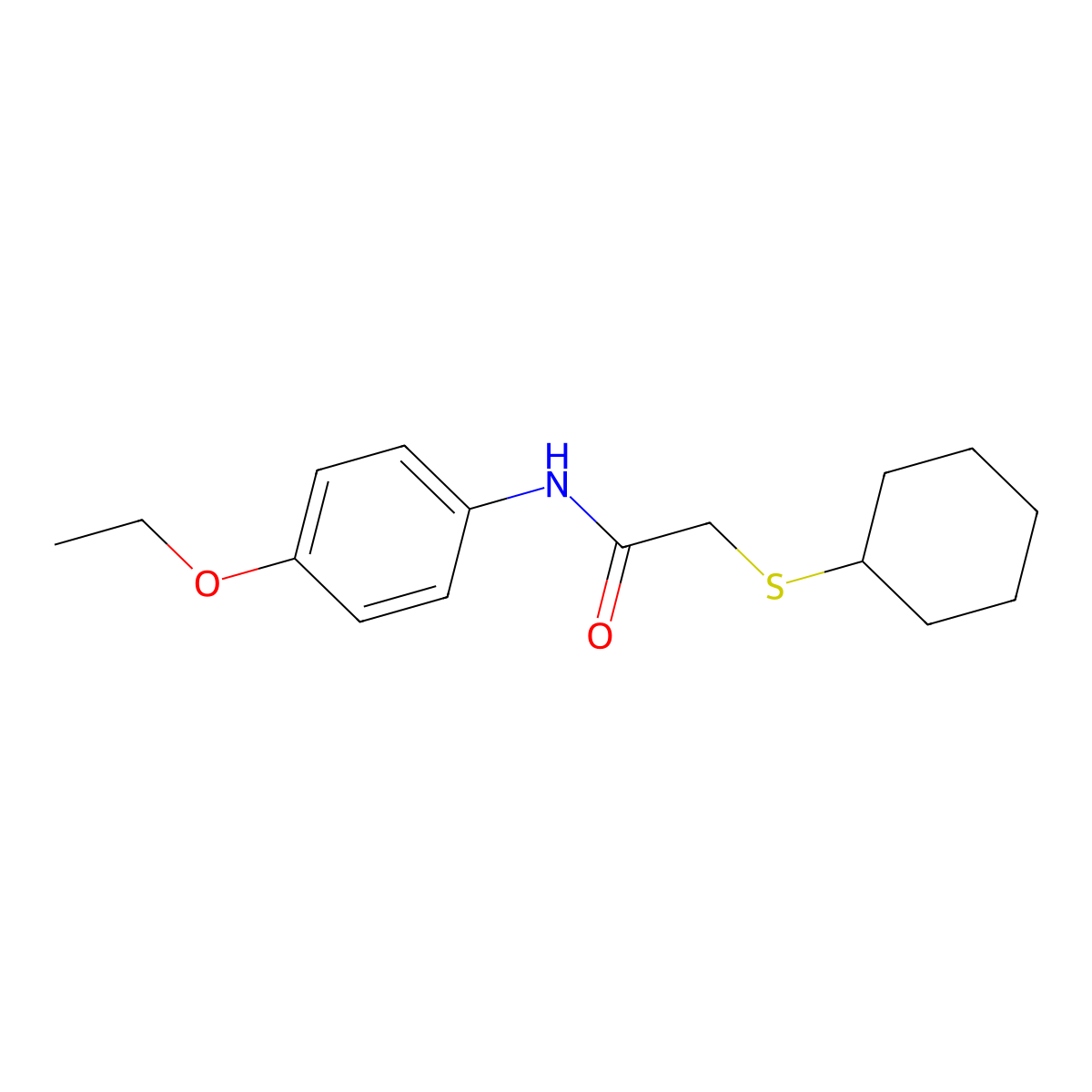 2-(cyclohexylsulfanyl)-N-(4-ethoxyphenyl)acetamide molecular structure, CAS 403834-86-6