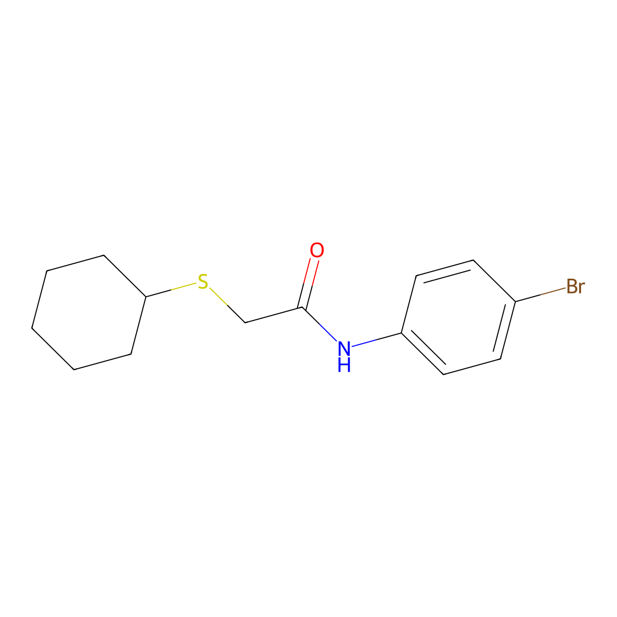 N-(4-bromophenyl)-2-(cyclohexylsulfanyl)acetamide molecular structure, CAS 403834-96-8