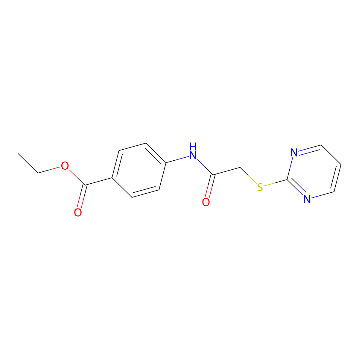 Ethyl 4-{[(2-pyrimidinylthio)acetyl]amino}benzoate molecular structure, CAS 403835-16-5