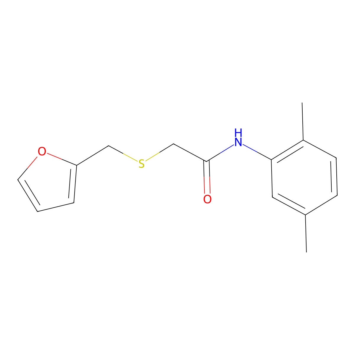 N-(2,5-dimethylphenyl)-2-((furan-2-ylmethyl)thio)acetamide molecular structure, CAS 403835-40-5