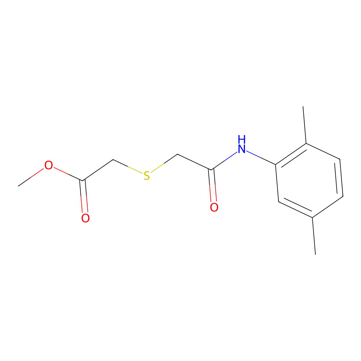 Methyl 2-((2-((2,5-dimethylphenyl)amino)-2-oxoethyl)thio)acetate molecular structure, CAS 403835-41-6