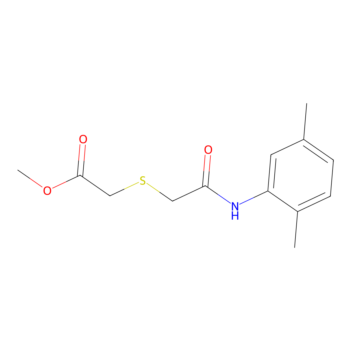 Methyl 2-((2-((2,5-dimethylphenyl)amino)-2-oxoethyl)thio)acetate molecular structure, CAS 403835-41-6