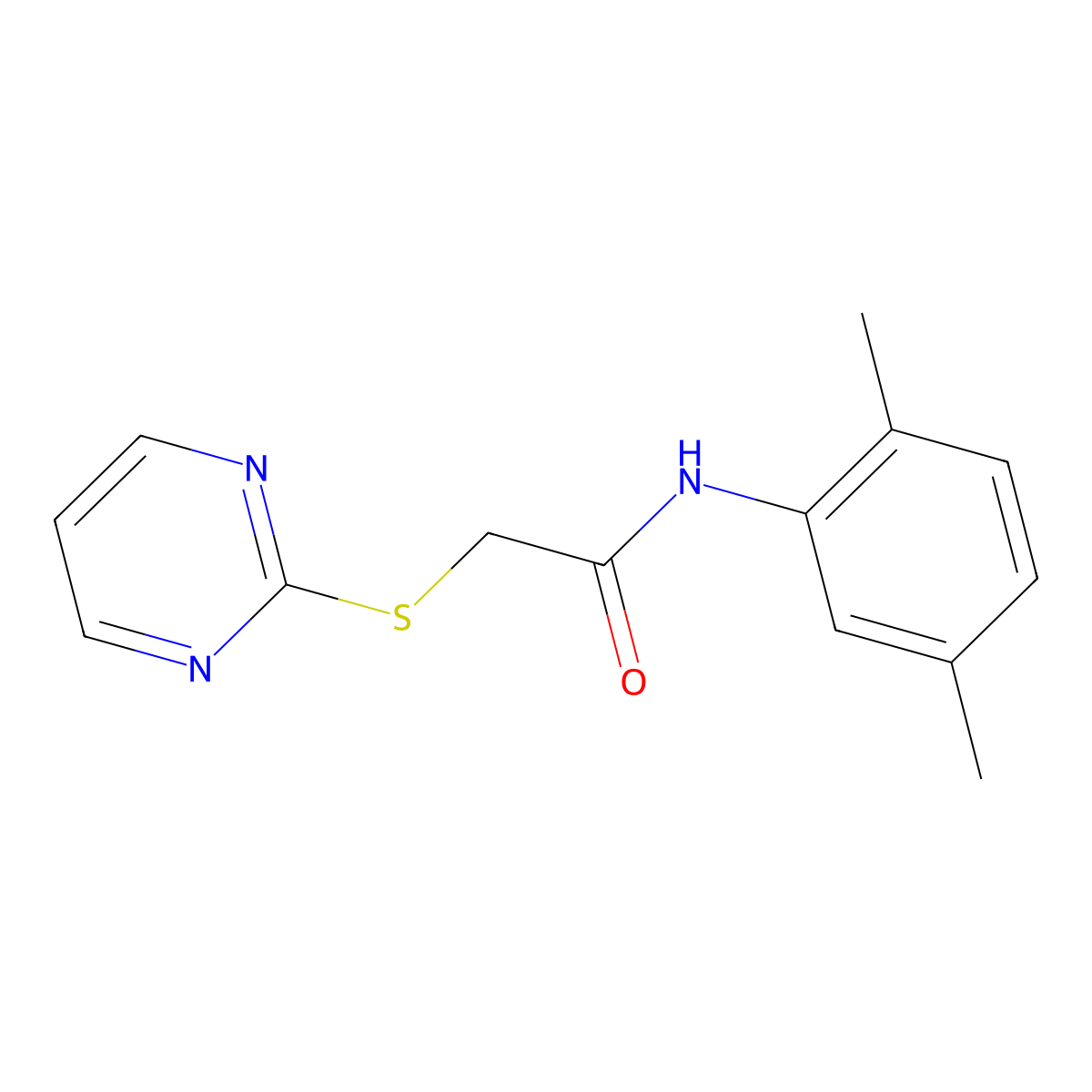 N-(2,5-Dimethylphenyl)-2-(pyrimidin-2-ylsulfanyl)acetamide molecular structure, CAS 403835-50-7