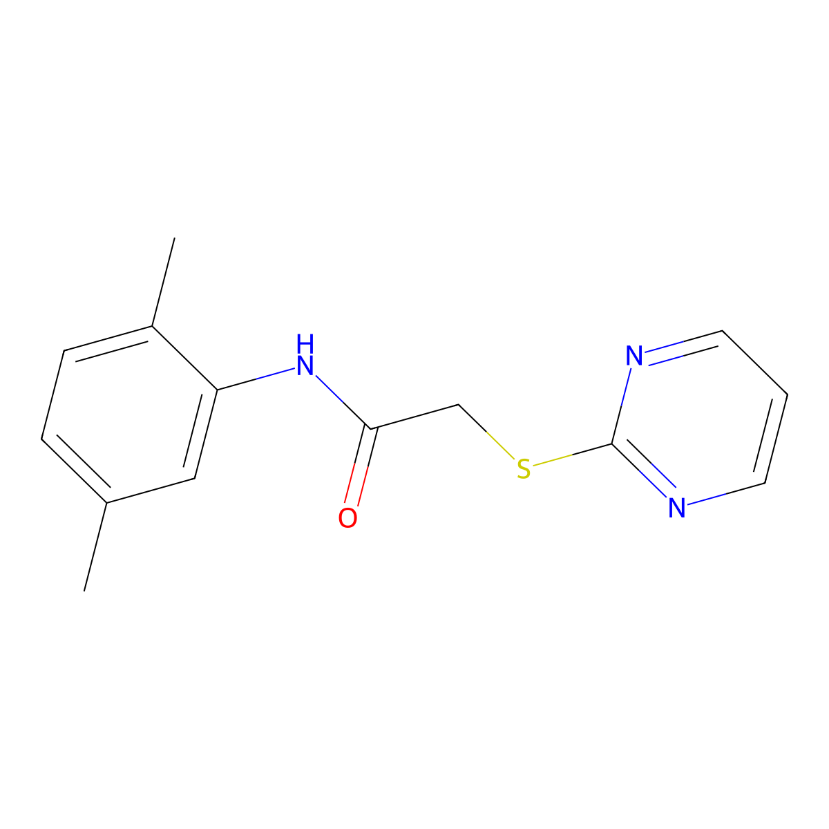 N-(2,5-Dimethylphenyl)-2-(pyrimidin-2-ylsulfanyl)acetamide molecular structure, CAS 403835-50-7