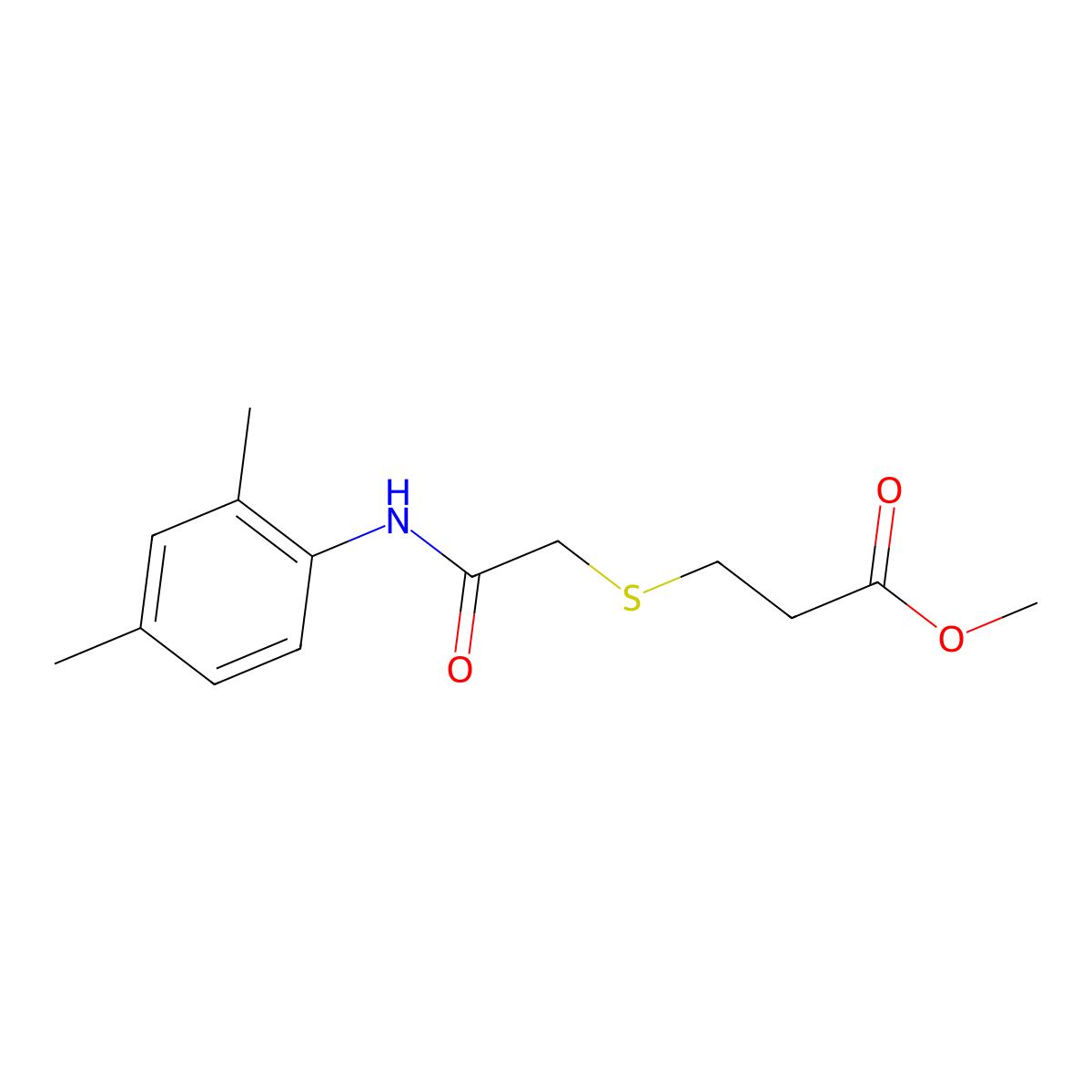 Methyl 3-[2-(2,4-dimethylanilino)-2-oxoethyl]sulfanylpropanoate molecular structure, CAS 403835-57-4